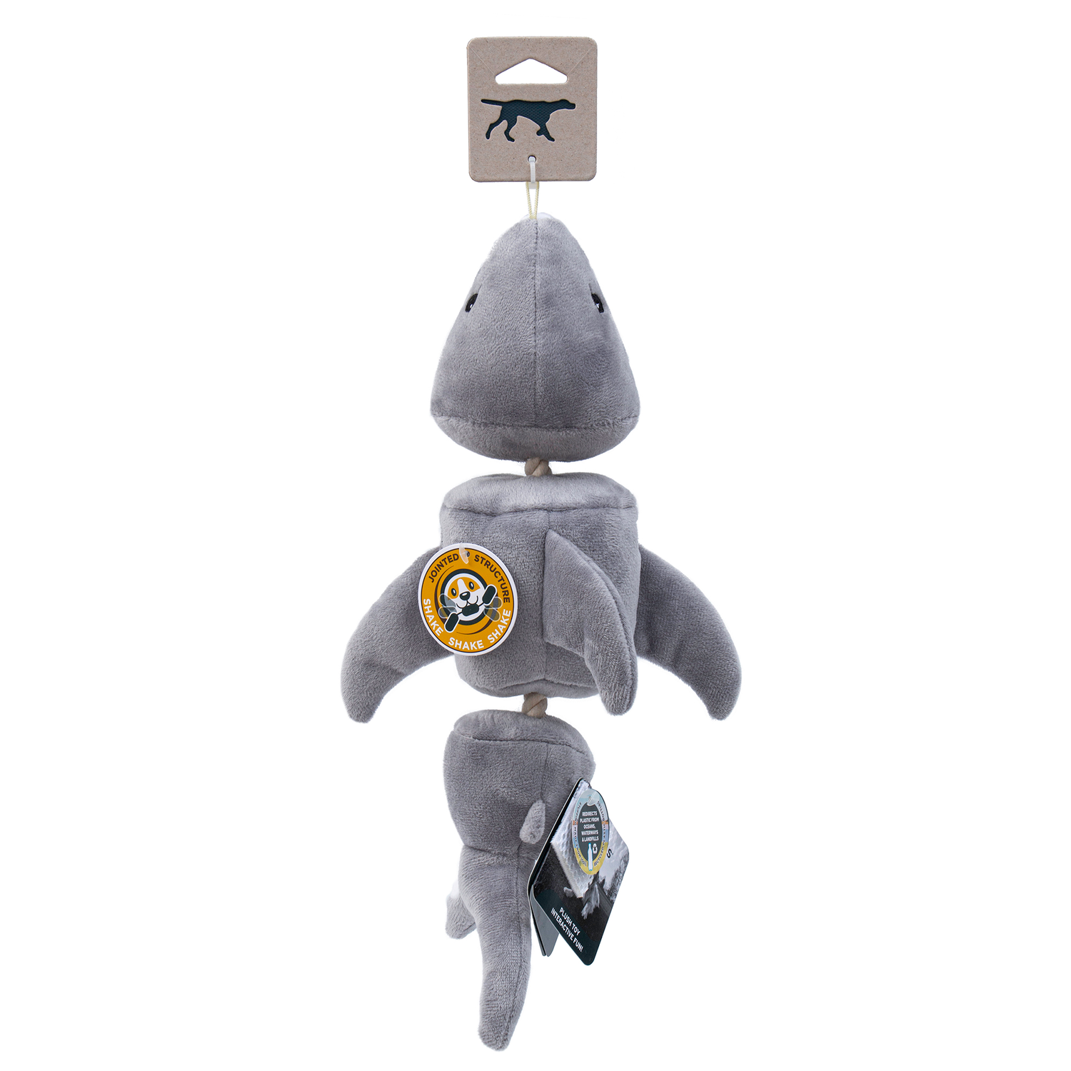 Tall Tails Shark Jointed Shake Play Squeaky Dog Toy, 14-Inch
