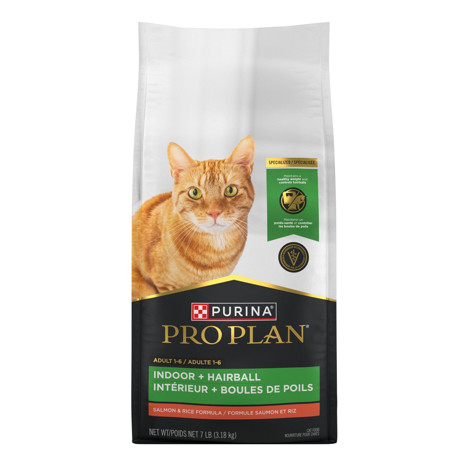 Purina Pro Plan Adult Dry Cat Food Indoor + Hairball Salmon & Rice Formula, 3.5 Lb. Bag