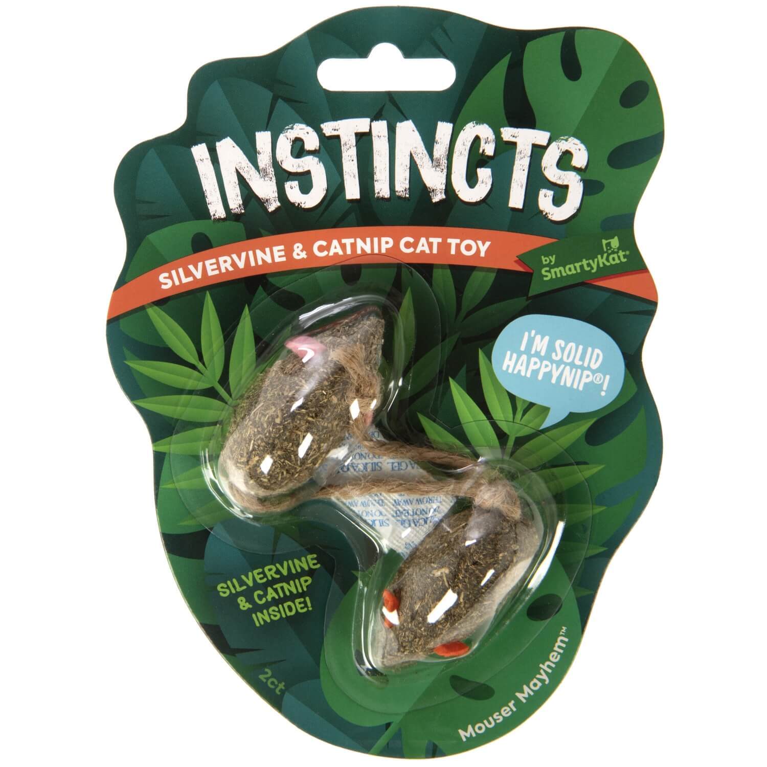 Instincts By Smartykat® Mousy Mayhem Happynip Silvervine & Catnip Compressed Catnip Cat Toy, Set Of 2