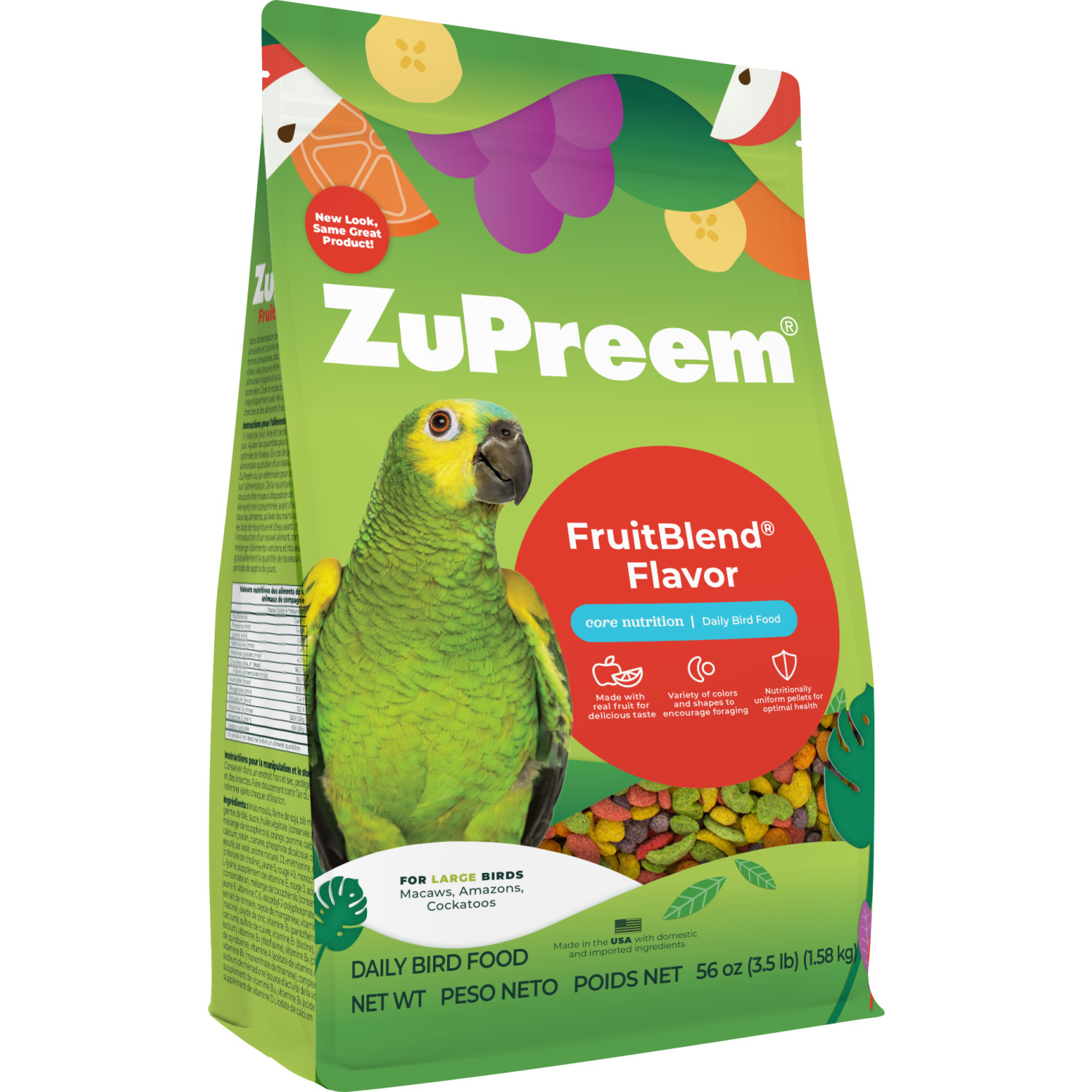 Zupreem Fruitblend With Natural Fruit Flavors Large Bird Food, 3.5-Lb