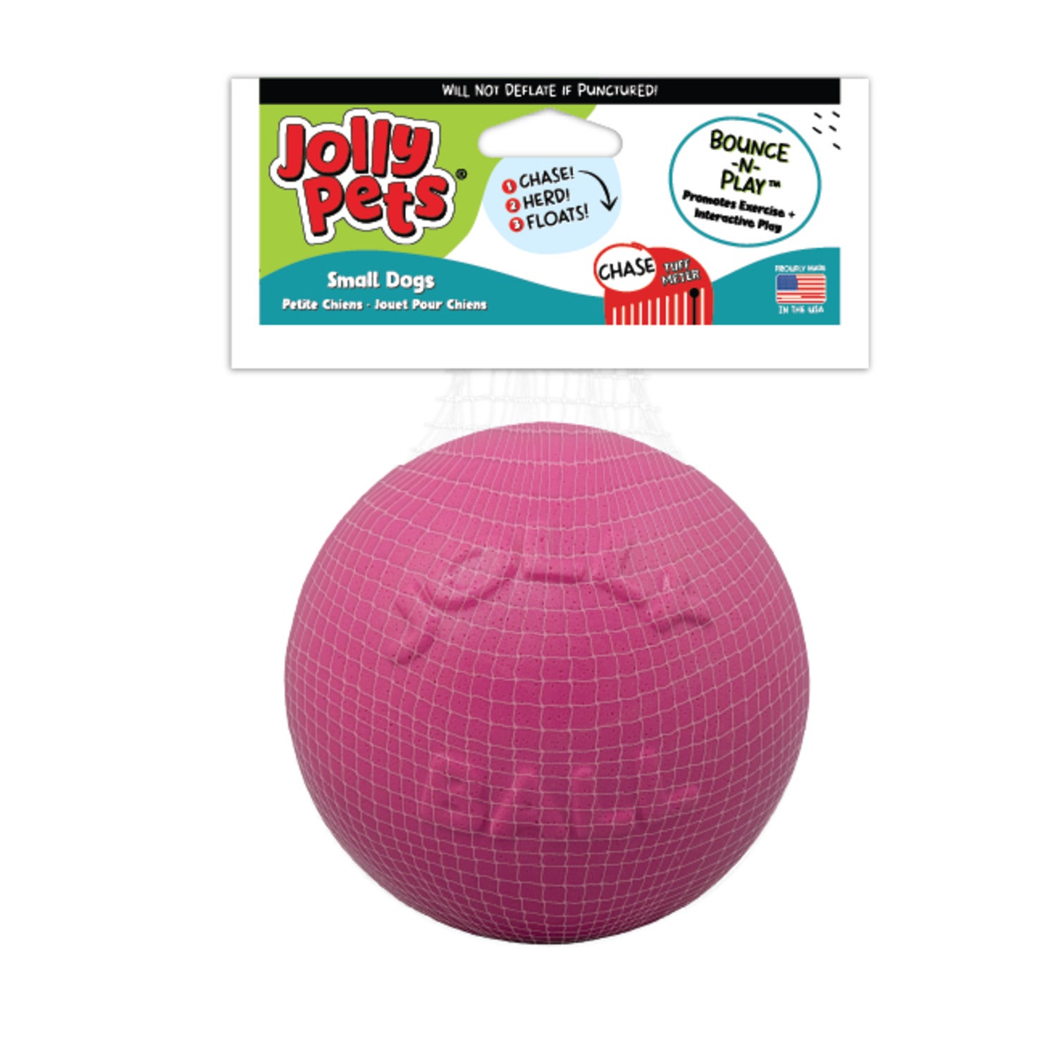 Jolly Pets Bounce-N-Play Ball Scented Dog Toy, Bubblegum, Small - 4.5