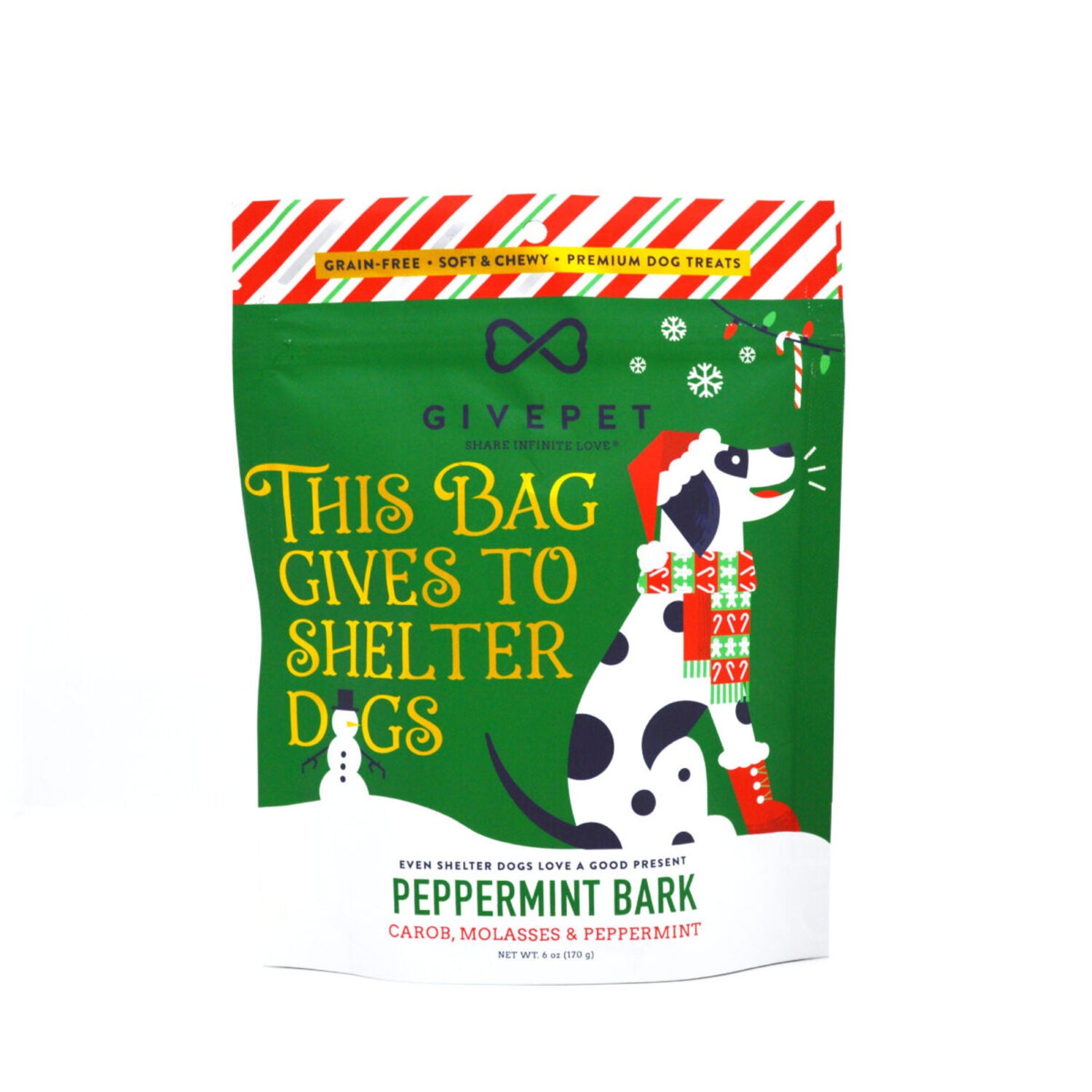 Givepet Holiday Peppermint Bark Soft & Chewy Dog Training Treats, 6-Oz