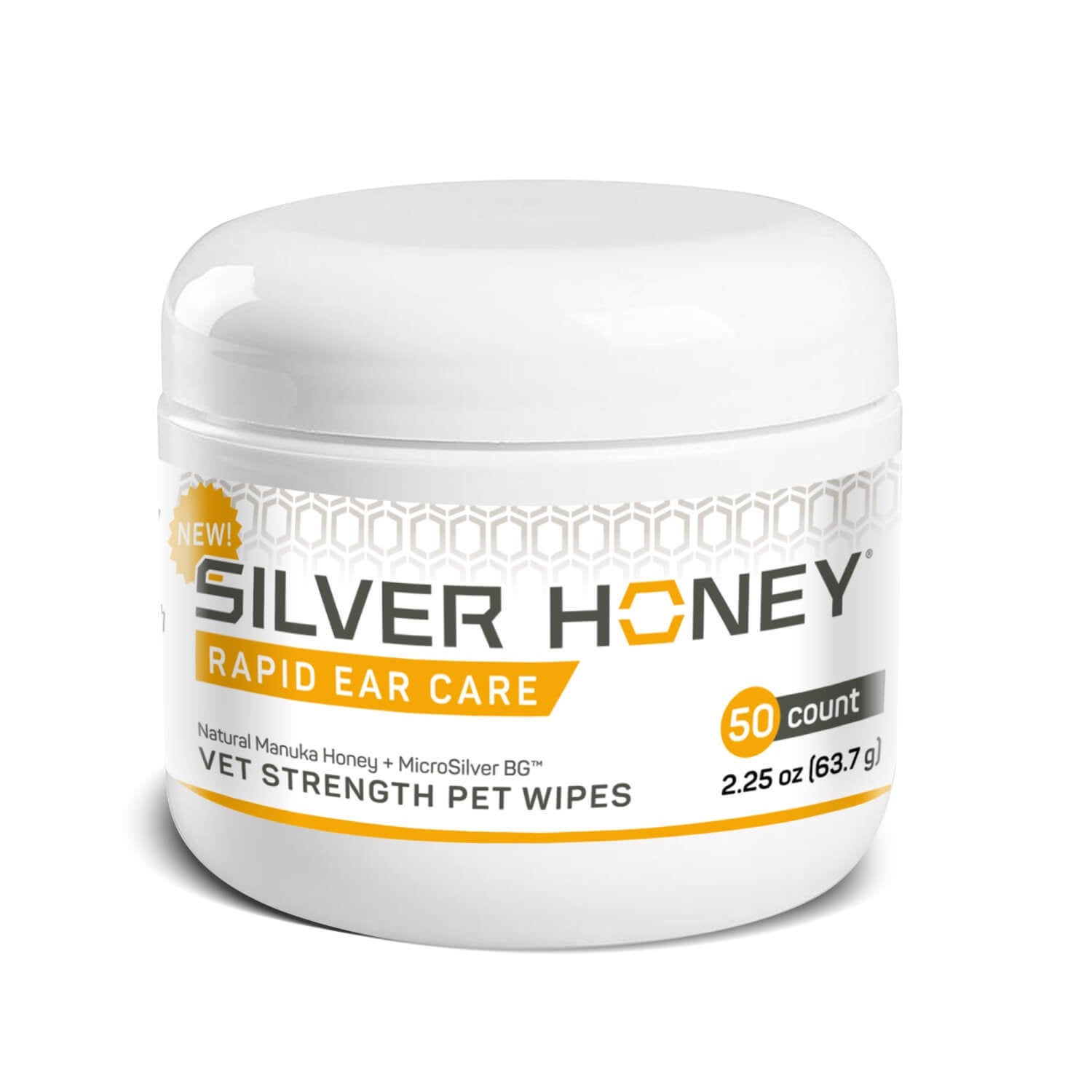 Silver Honey Rapid Ear Care Vet Strength Pet Wipes, 50 Count Jar