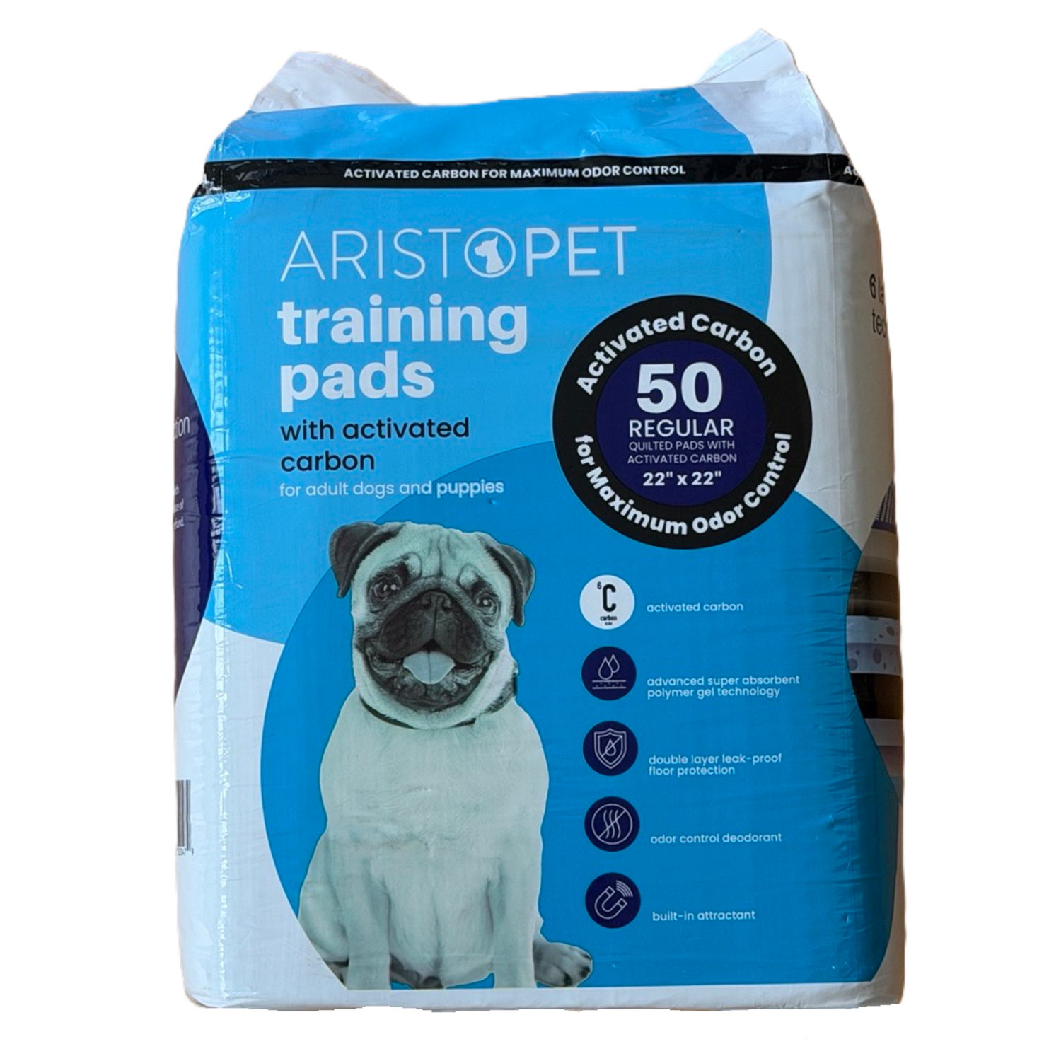 Aristopet Odor-Control With Activated Carbon Dog Potty Training Pads, 22, 50-Count Bag