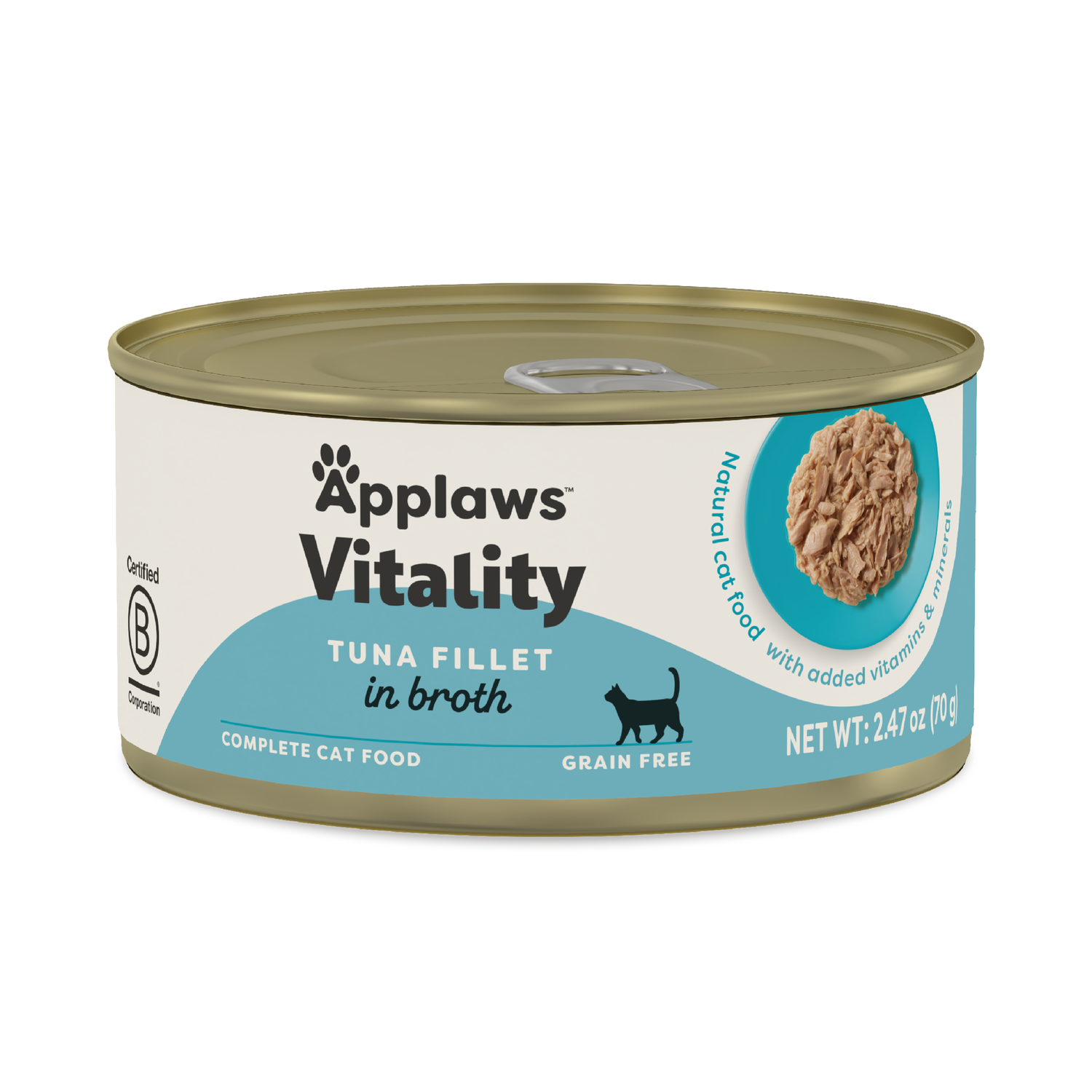 Applaws™ Vitality Natural Wet Cat Food With Added Vitamins & Minerals, Tuna Fillet In Broth, 2.47-Oz Pack Of 24