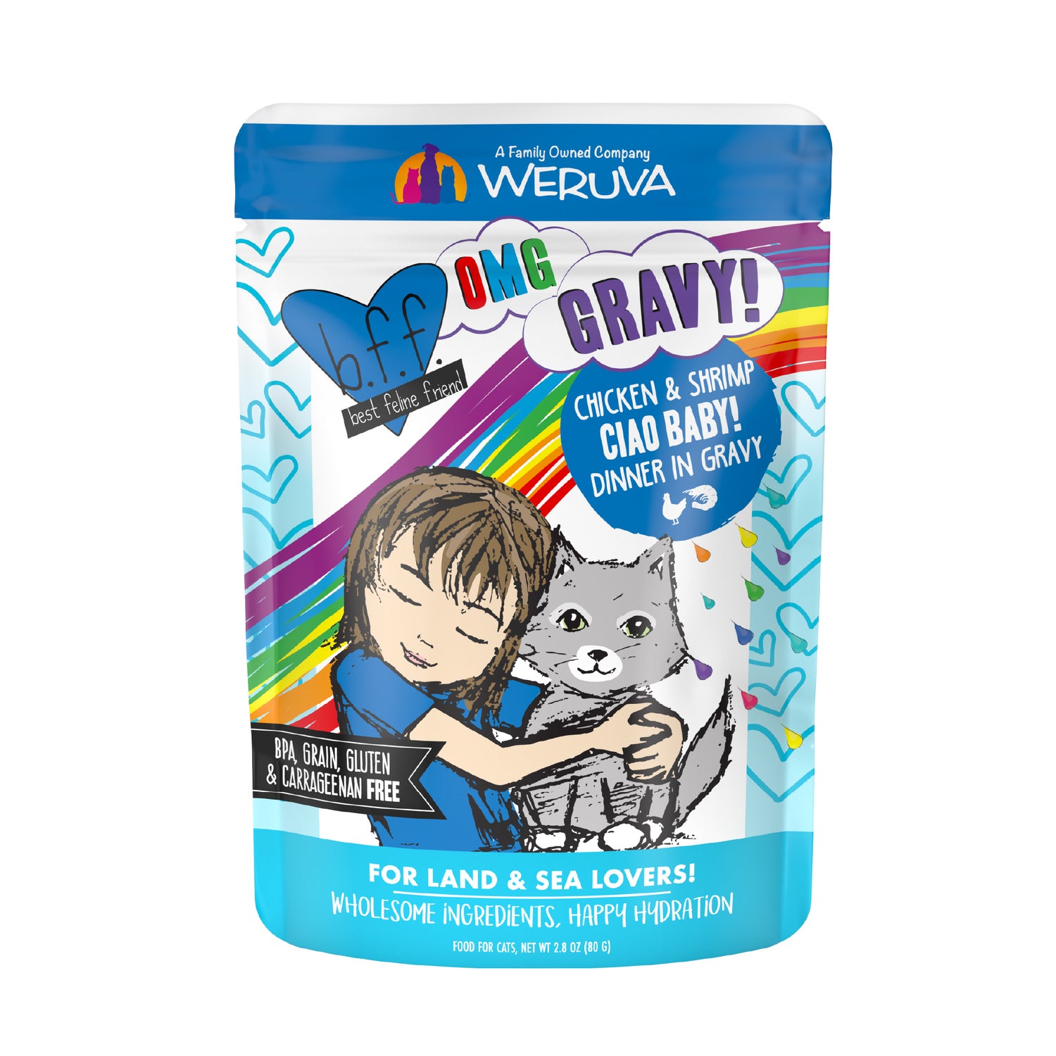 Weruva Bff Omg Gravy Chicken & Shrimp Ciao Baby! Wet Cat Food, 2.8-Oz Pouch Pack Of 12