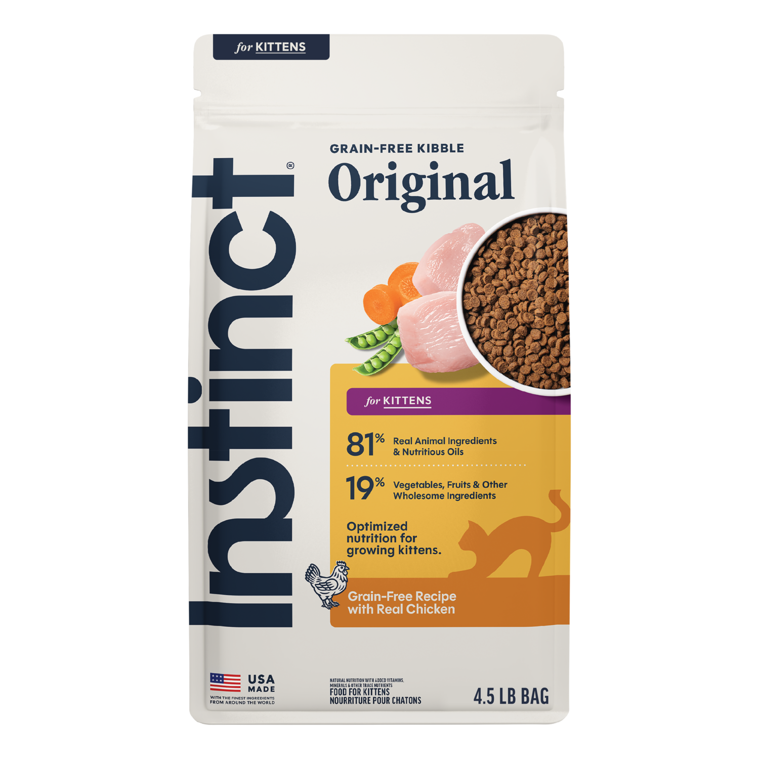 Instinct Original Kitten Grain-Free Recipe With Real Chicken Dry Cat Food, 4.5-Lb Bag