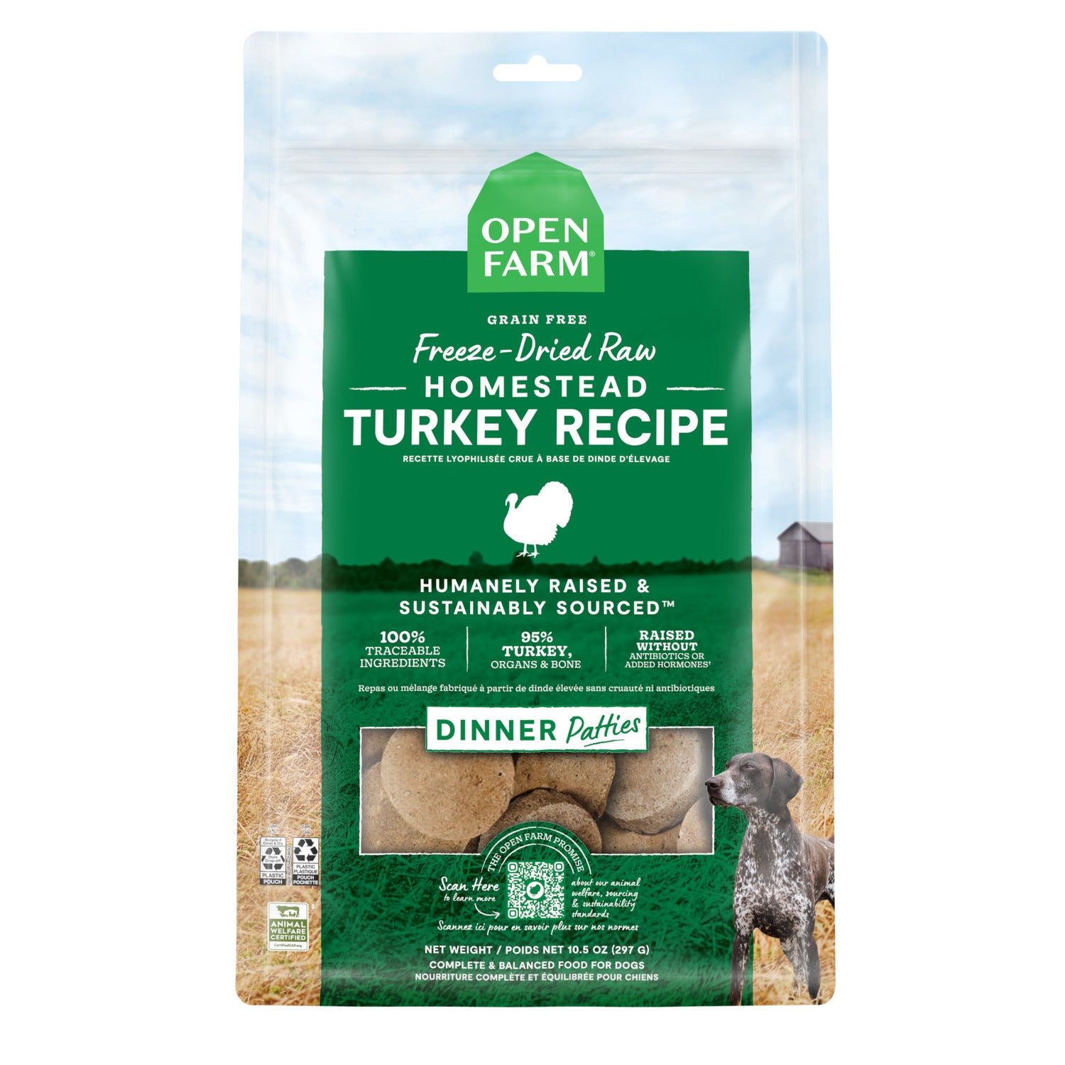 Open Farm Freeze Dried Raw Dog Food Patties, Homestead Turkey Recipe, 10.5Oz