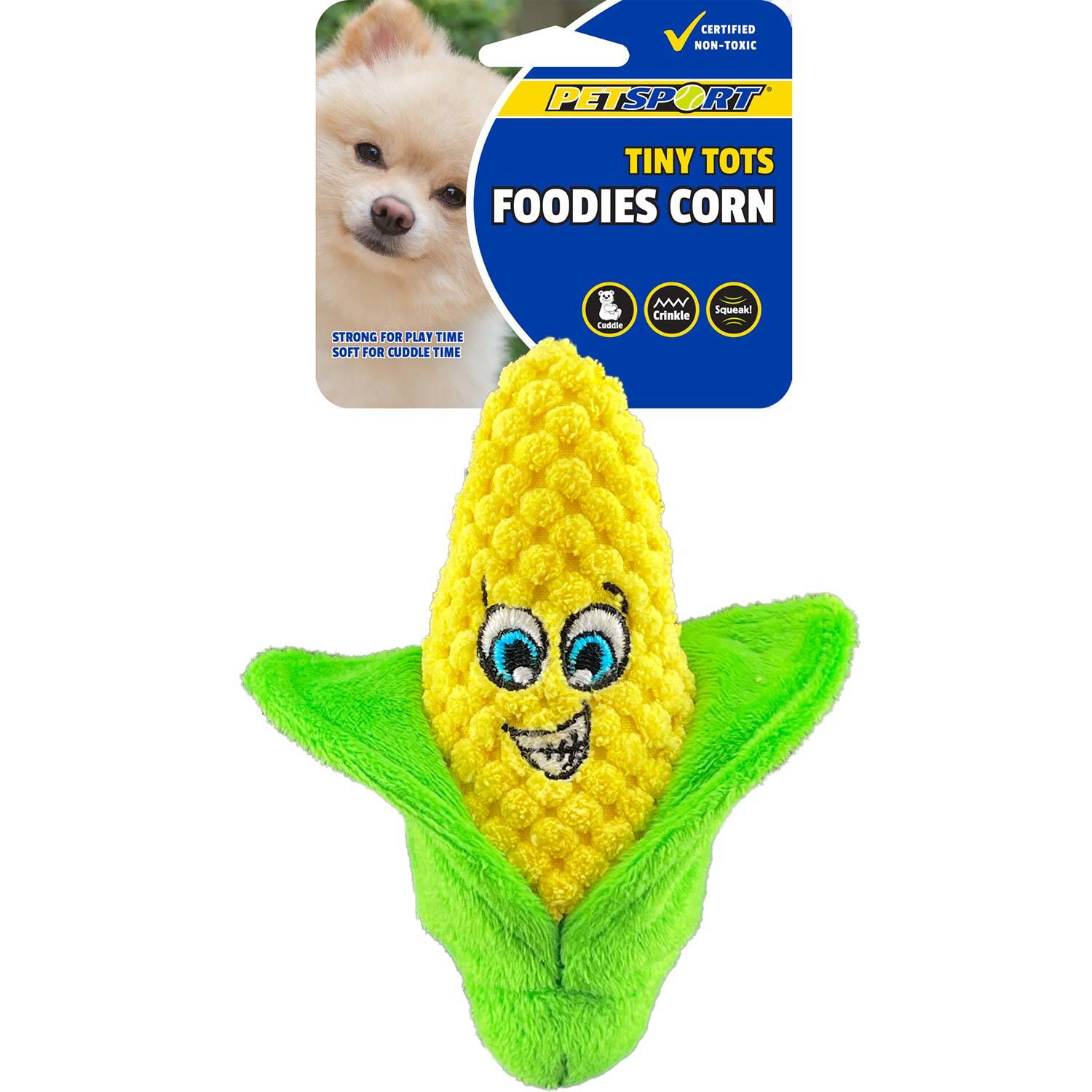 Petsport Tiny Tots Foodies Corn Plush Small Dog Toy, 5