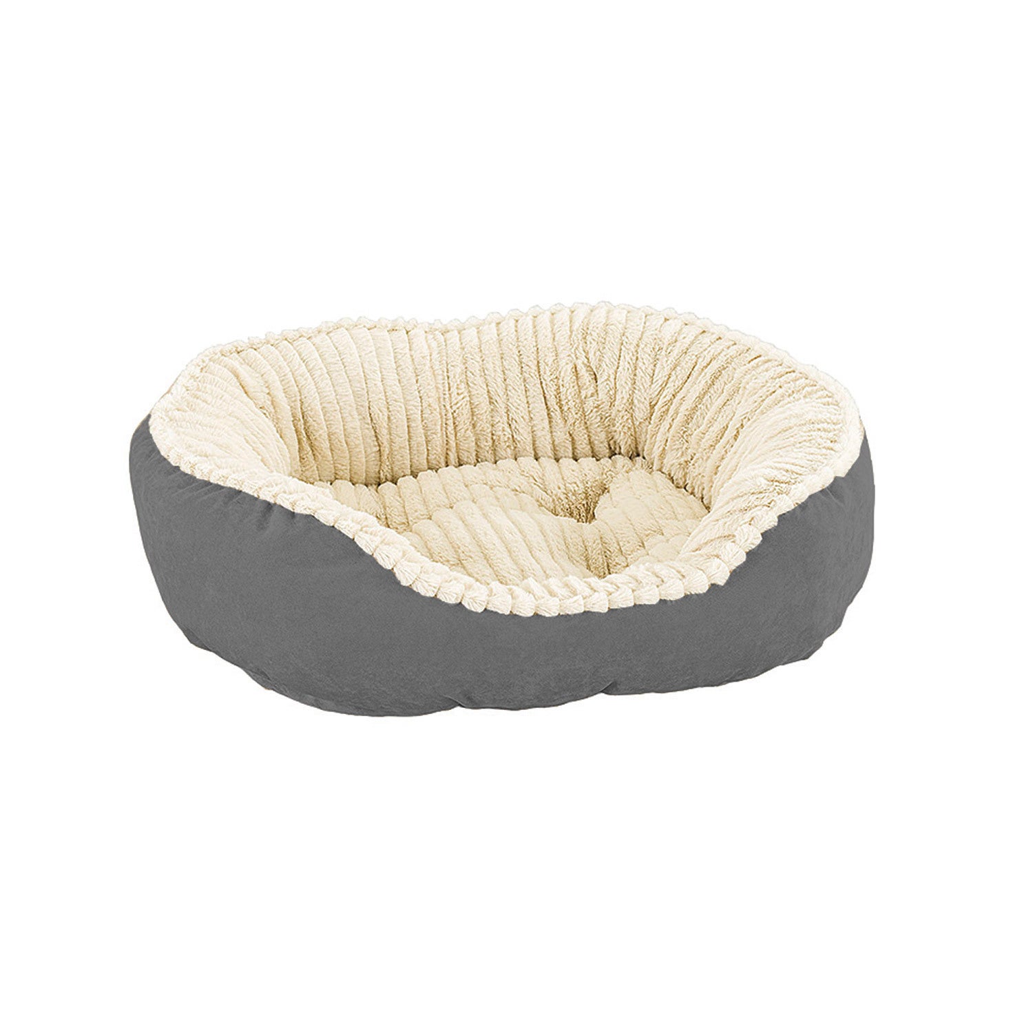 Spot Sleep Zone Carved Plush Bed - Grey