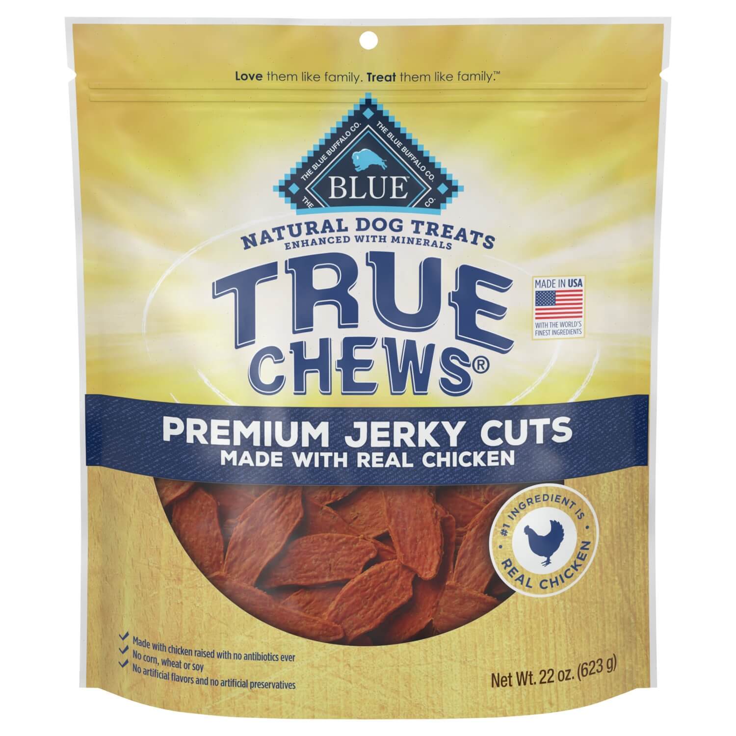 Blue Buffalo True Chews Premium Jerky Cuts Natural Dog Treats, Chicken, 4Oz