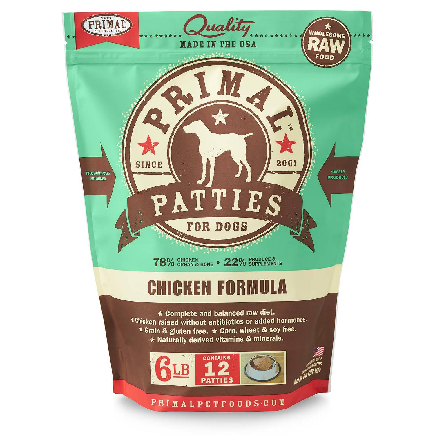 Primal Frozen Canine Chicken Formula Patties Dog Food