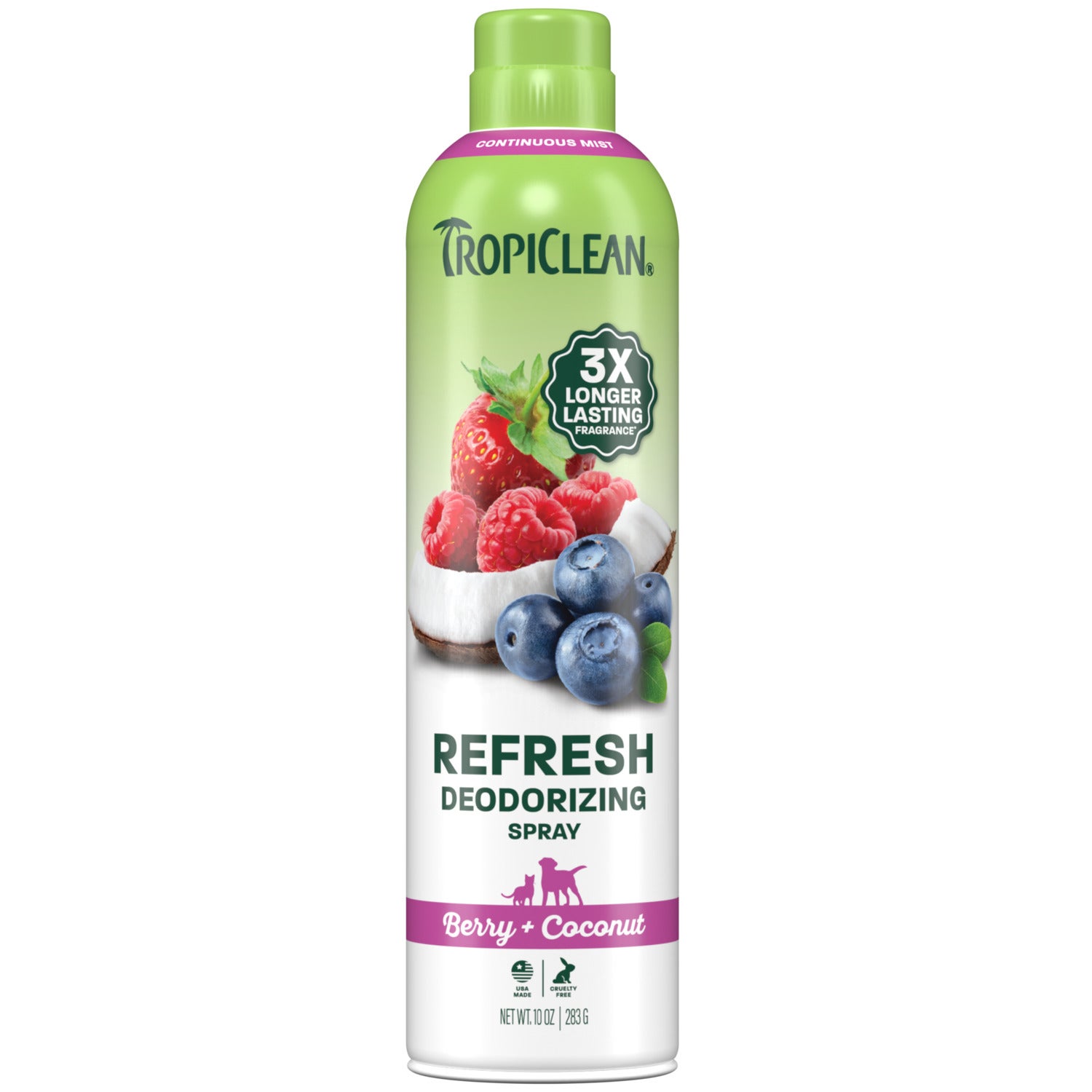 Tropiclean Refresh Berry & Coconut Scented Dog Deodorizing Spray, Berry & Coconut Scent, 10-Oz