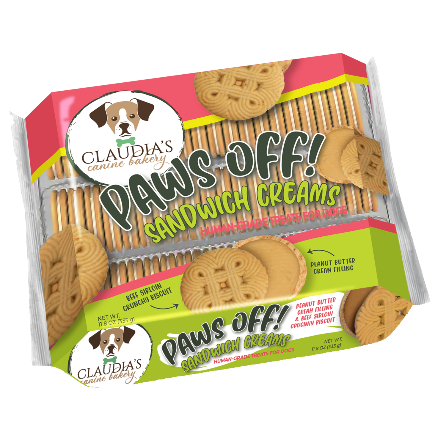 Claudia's Canine Bakery Paws Off Sandwich Crème Cookies Dog Treats, 11.8 Oz.