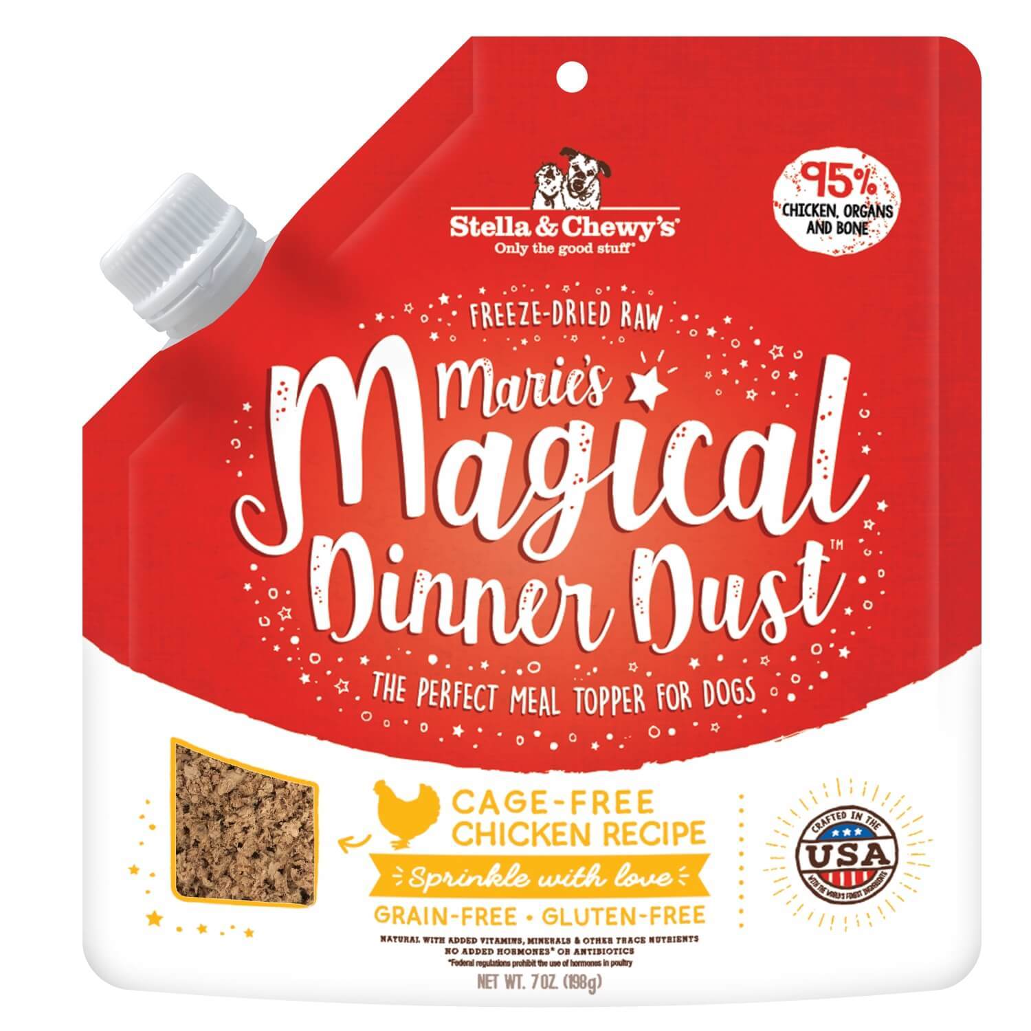 Stella & Chewy's Marie’S Magical Dinner Dust Freeze-Dried Dog Food Topper, Cage-Free Chicken Recipe, 7-Oz