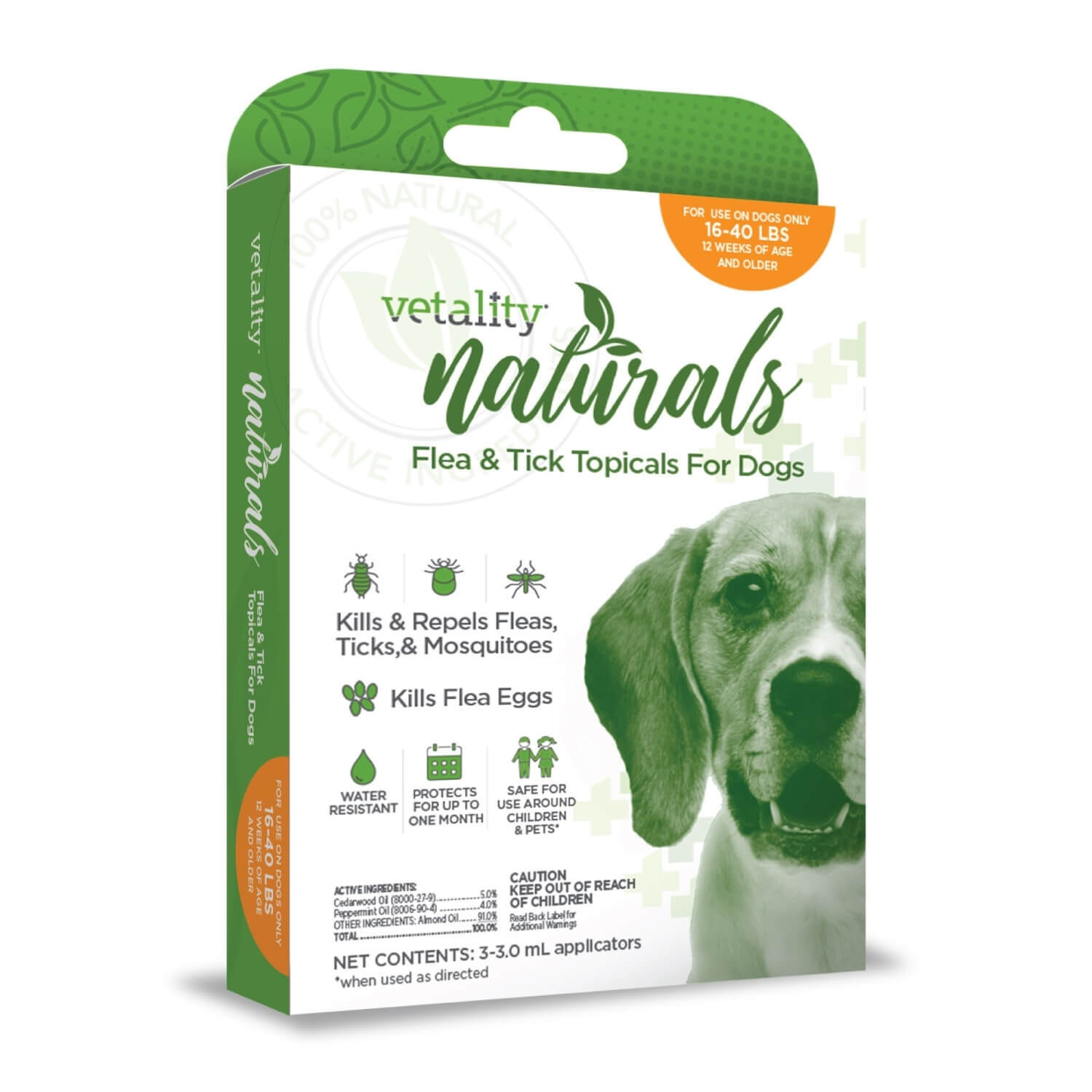 Vetality Naturals Flea & Tick Topicals For Dogs 16-40 Lbs