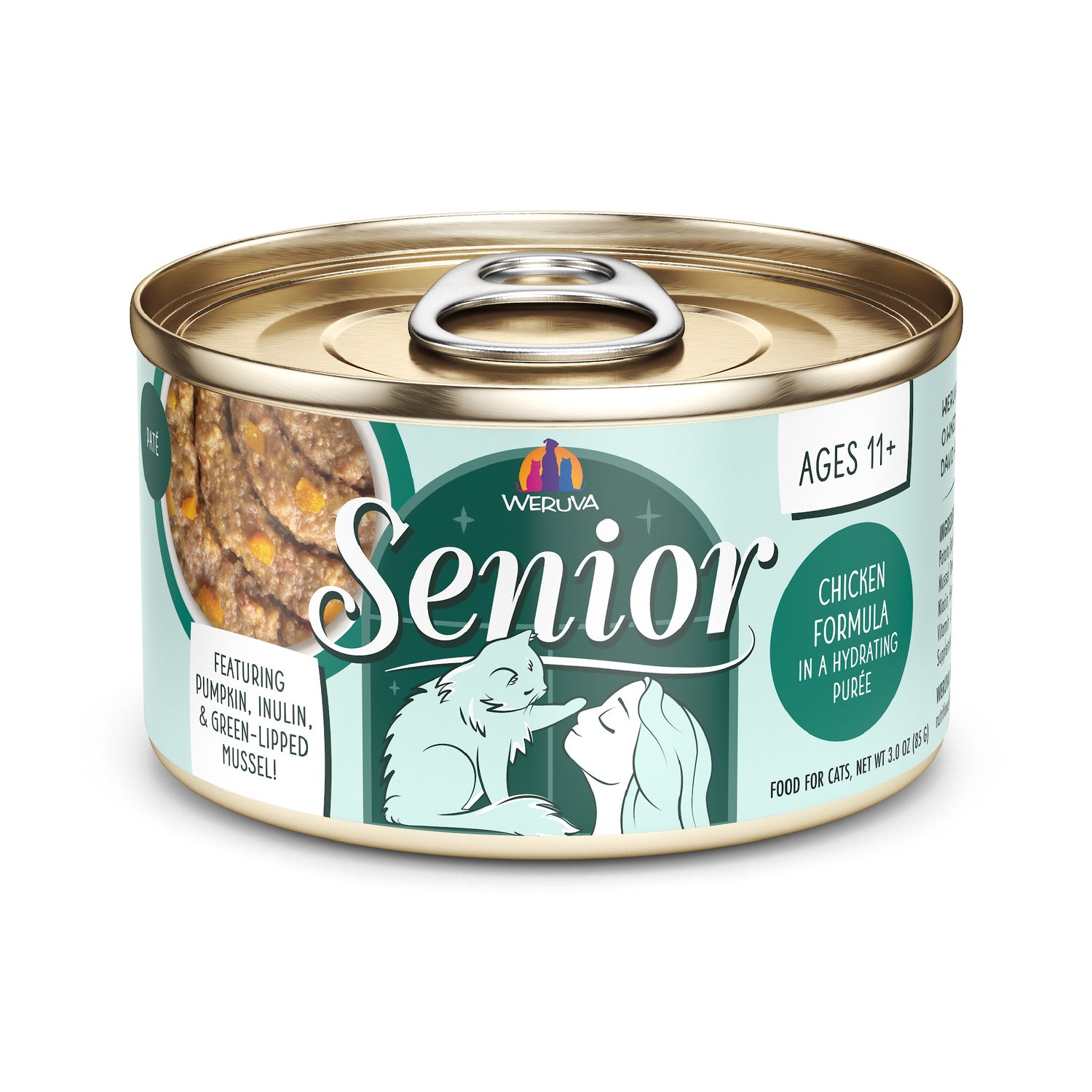 Weruva Cat Senior Chicken Formula In A Hydrating Purée Wet Cat Food, 3-Oz Can