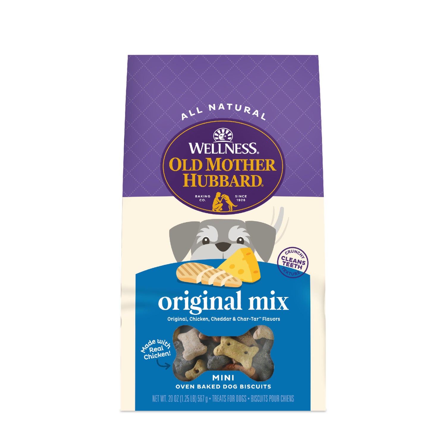 Wellness Old Mother Hubbard Original Mix Biscuits Dog Treats, Natural, Training Treats, Four Flavors, Mini Size, 20 Ounce Bag
