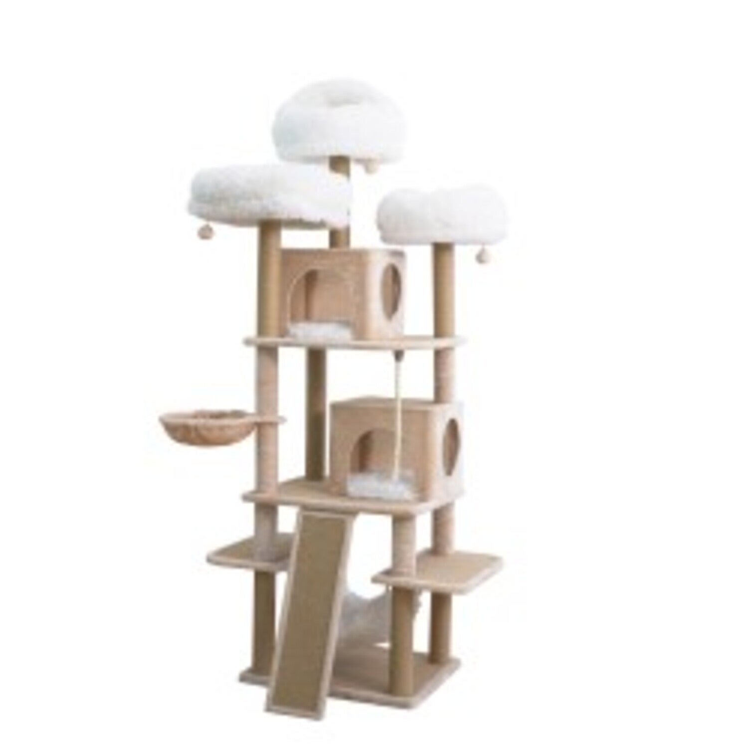 Catry Castle 7-Level Cat Tree With Cat Hammock, Scratching Post, And Playful Toys, 74.5