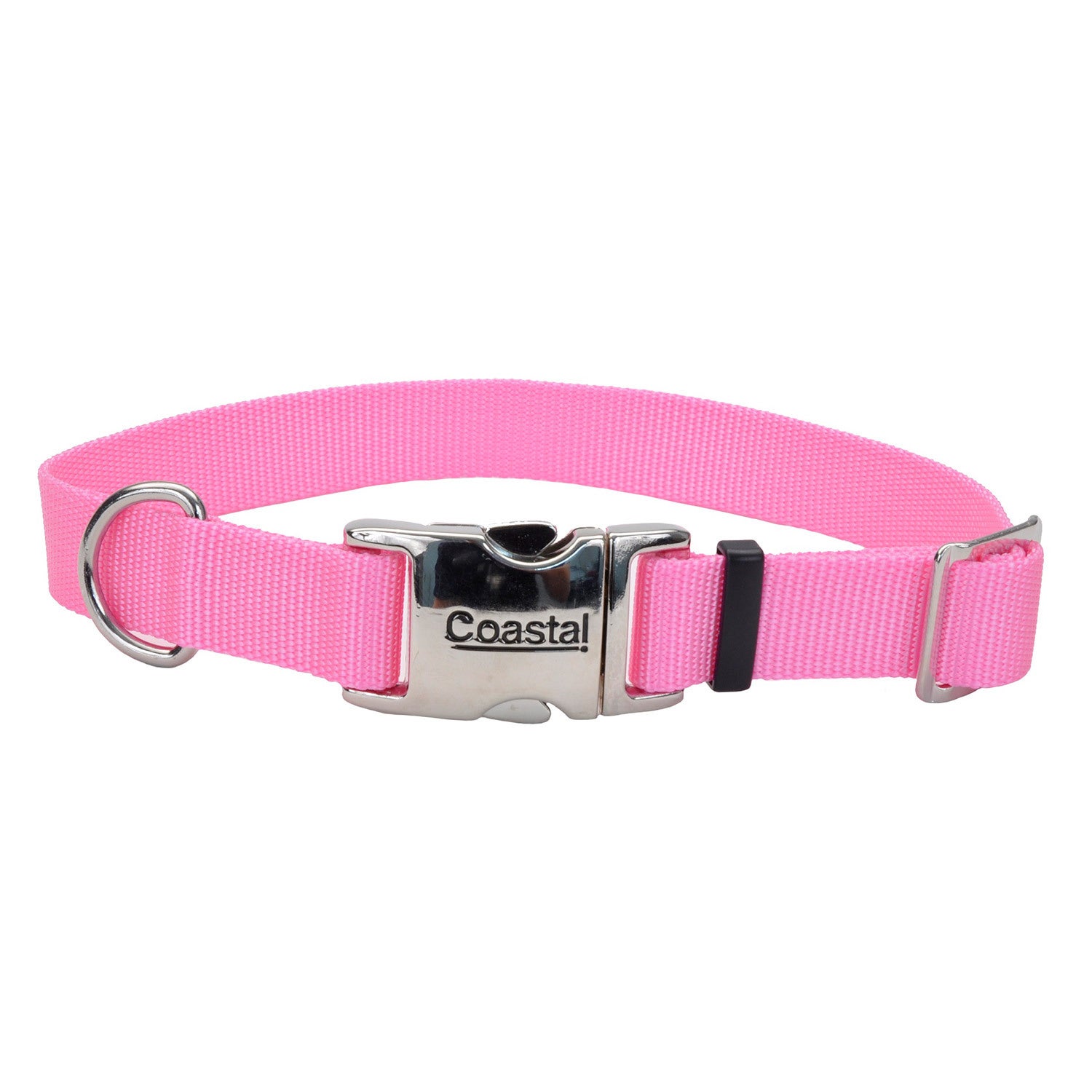 Coastal Pet Products Adjustable Nylon Collar With Metal Buckle - Pink