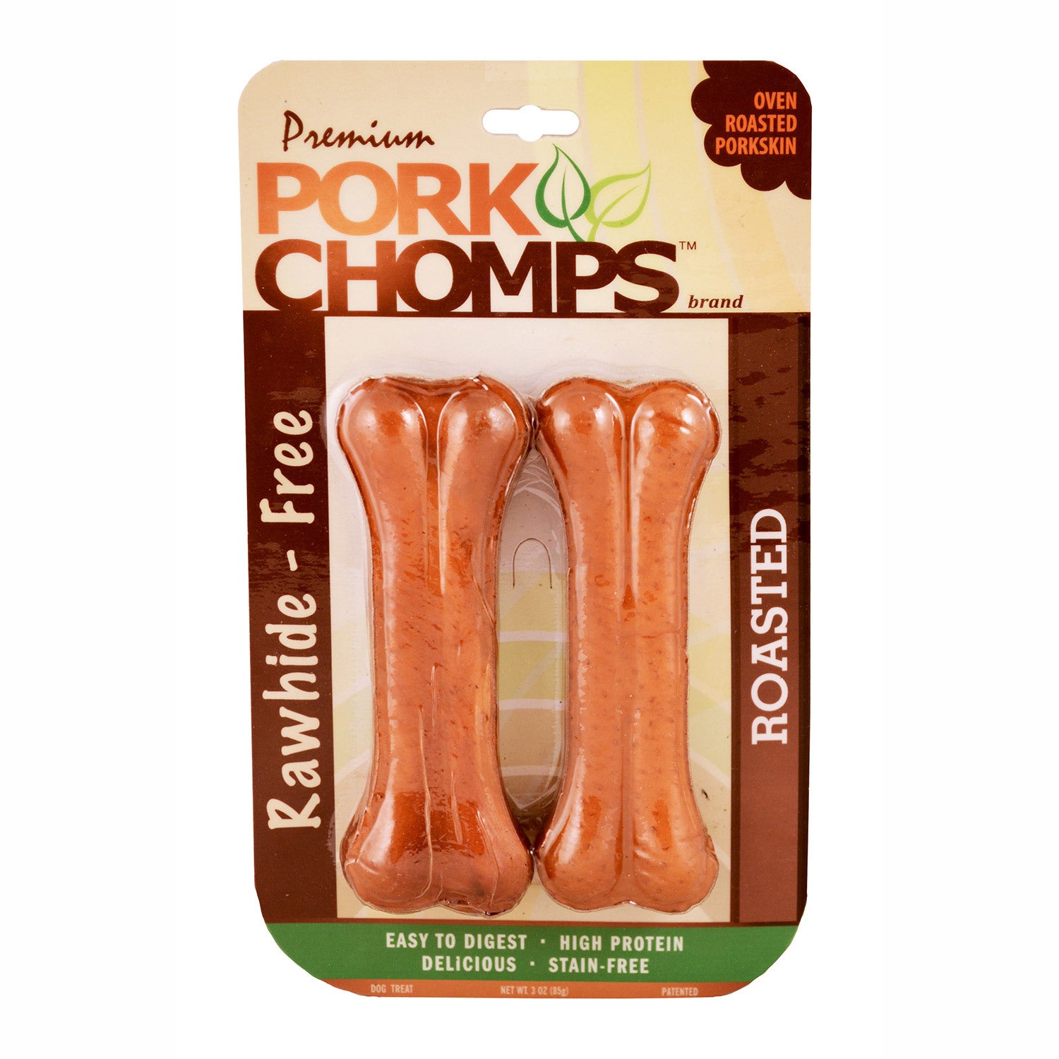 Pork Chomps Roasted Pressed Bone Rawhide Alternative Dog Treat, 7-In