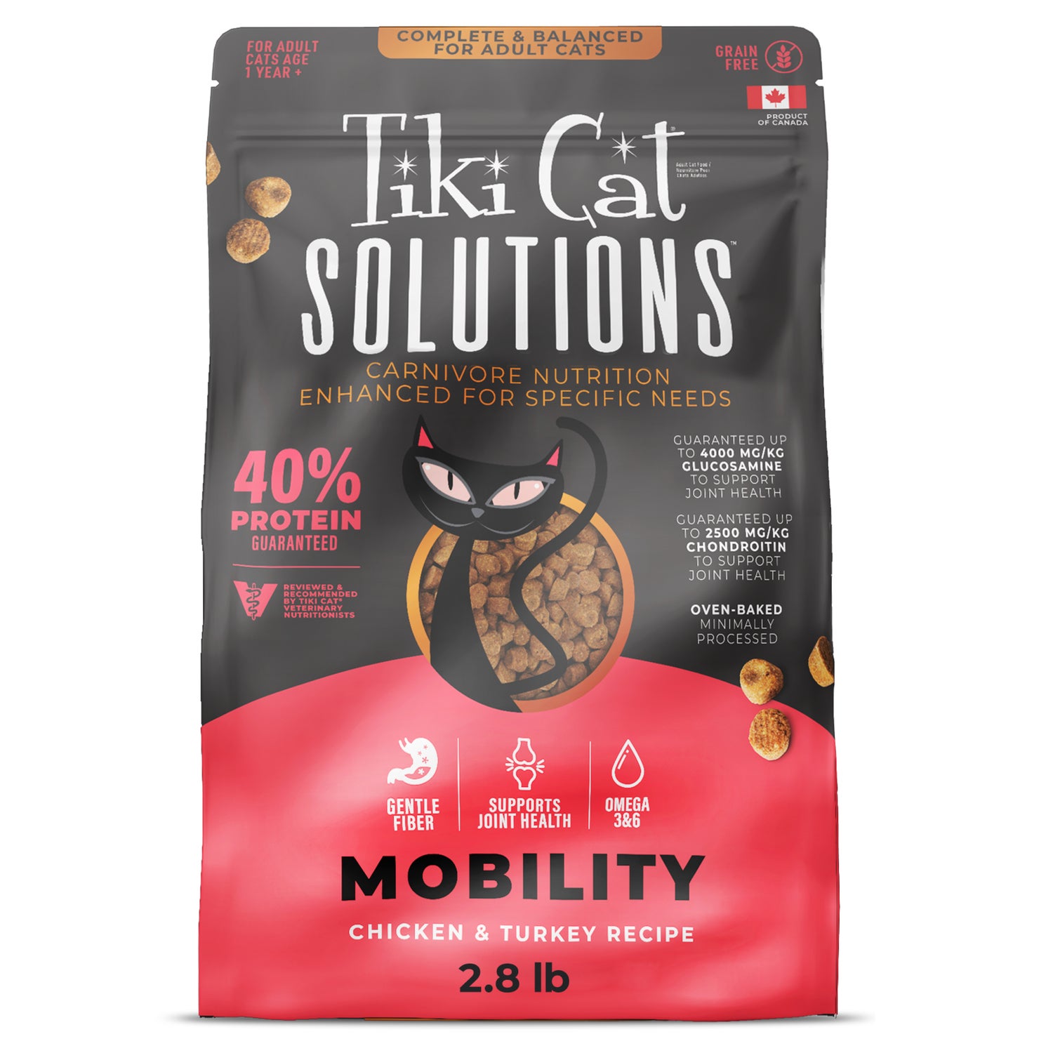 Tiki Cat Solutions Dry Cat Food, Mobility, Chicken & Turkey Recipe, 2.8-Lb Bag