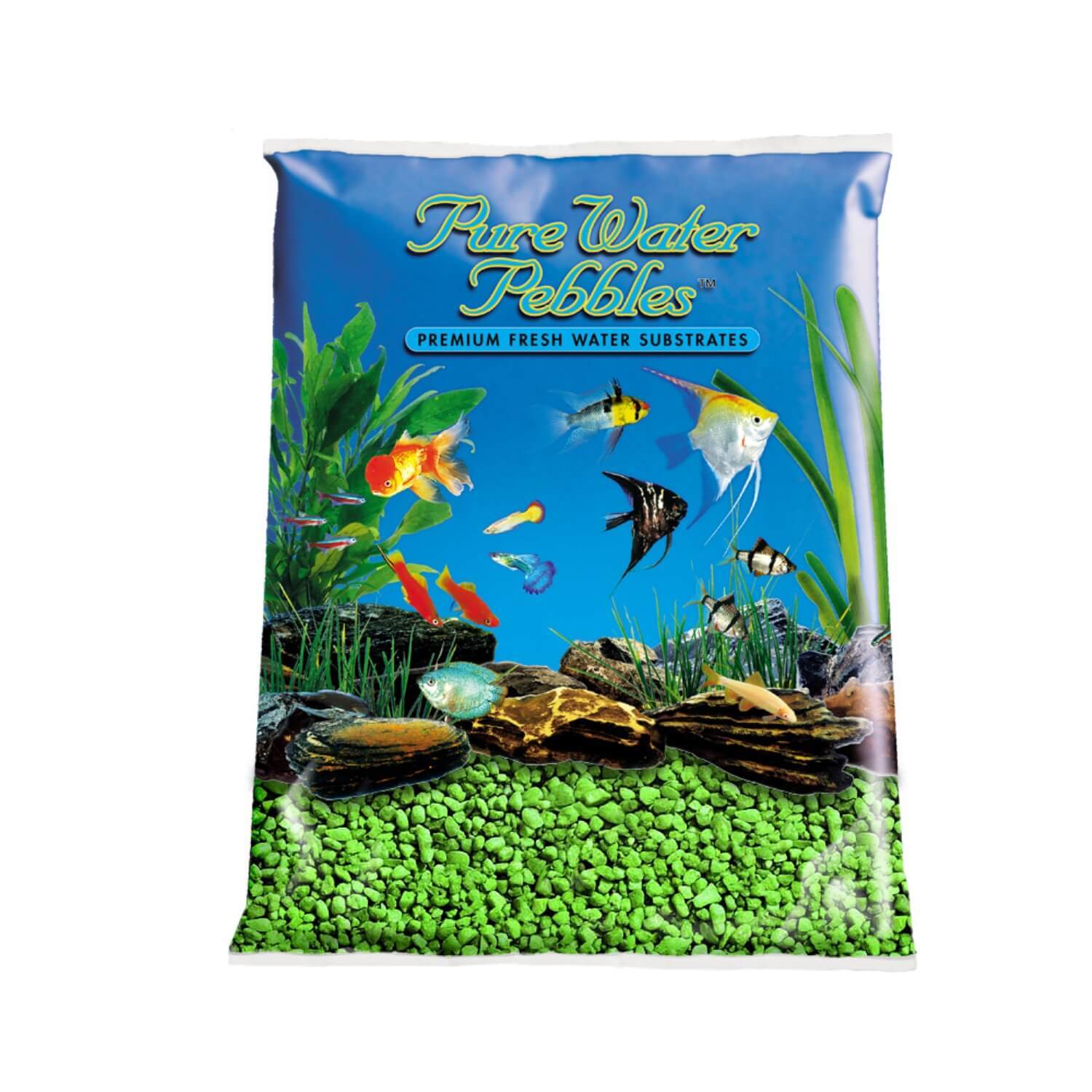 Pure Water Pebbles Aquarium Gravel, Neon Green