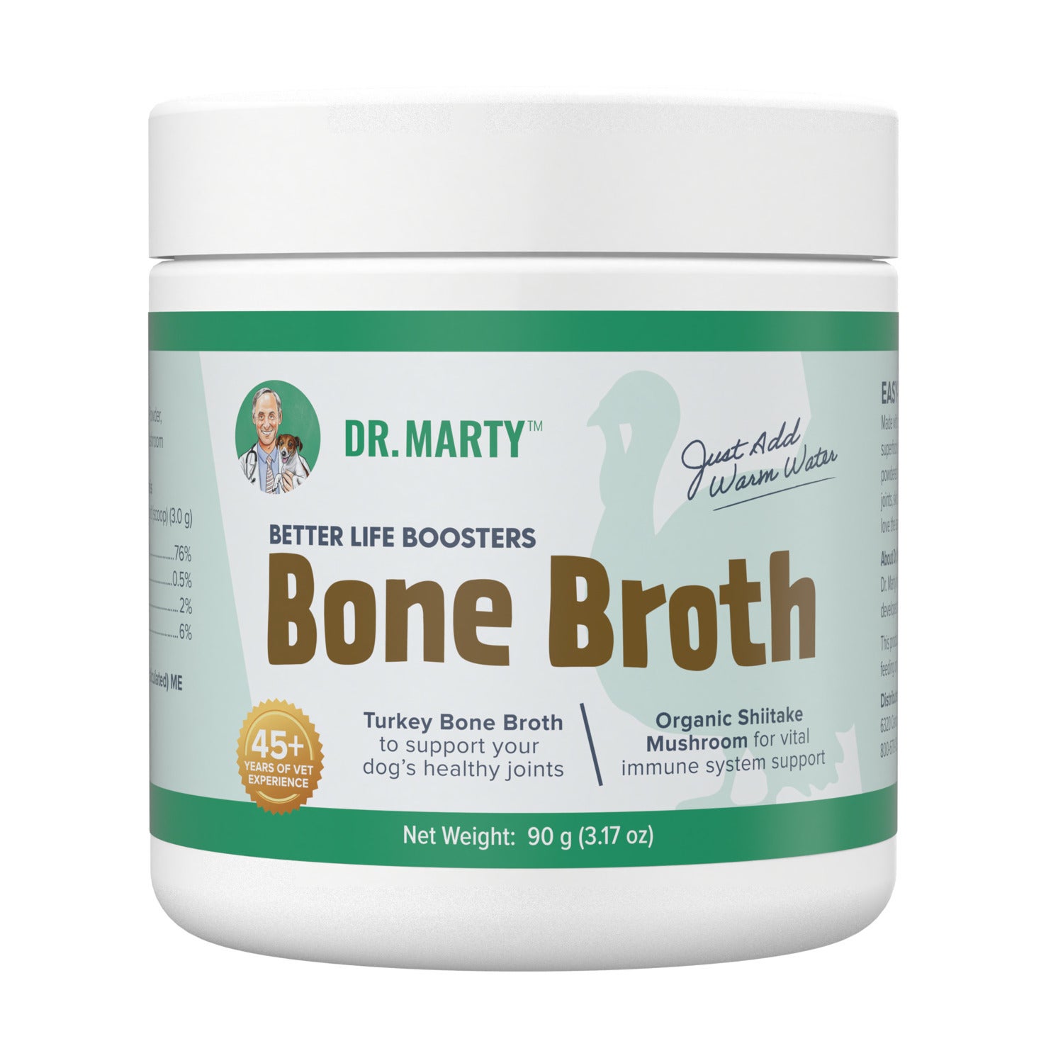 Dr. Marty Better Life Boosters Dehydrated Turkey Bone Broth Supplement Dog Food Topper