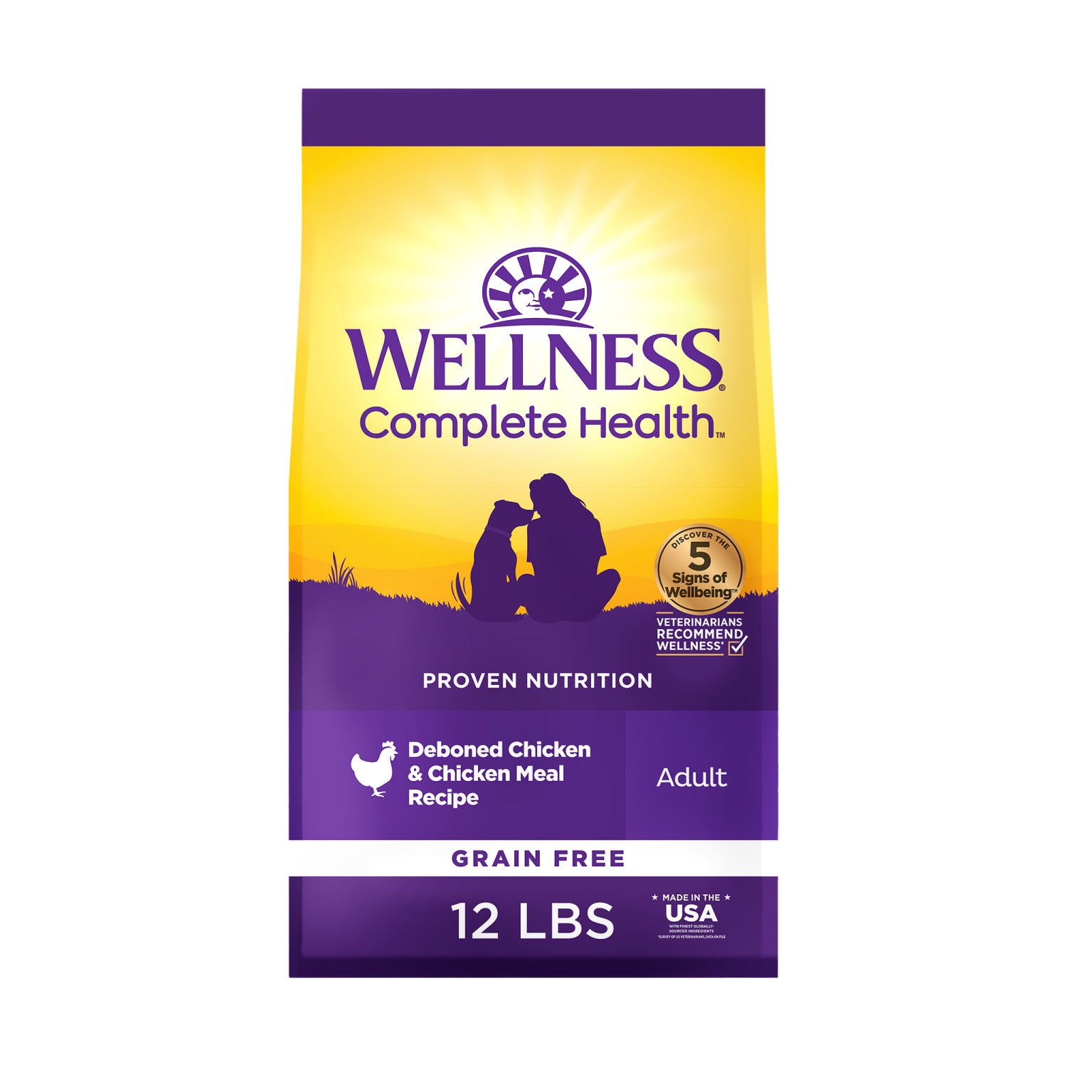 Wellness Complete Health Dry Dog Food, Grain-Free, Natural, Chicken Recipe, 12-Pound Bag