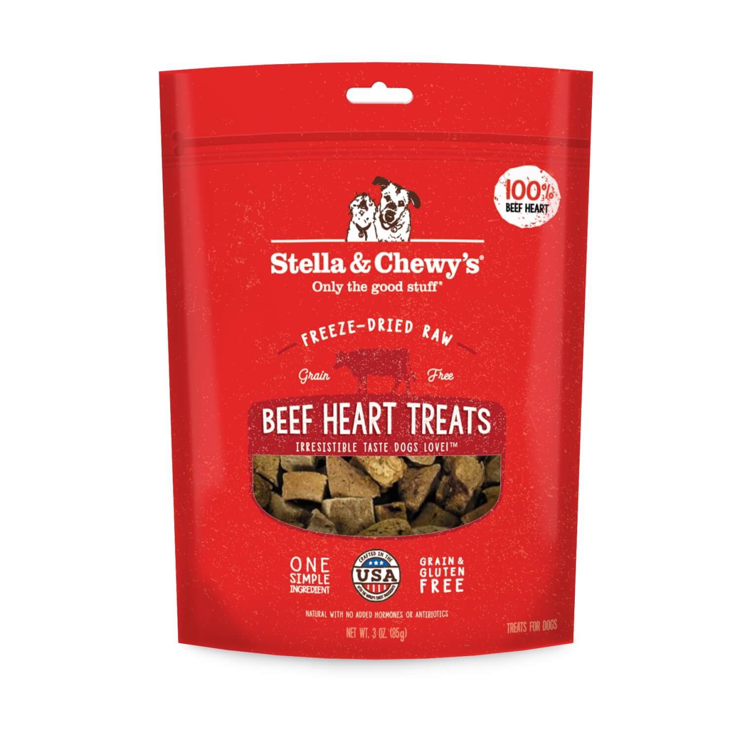 Stella & Chewy's Freeze-Dried Raw Beef Heart Dog Treats, 3-Oz Bag