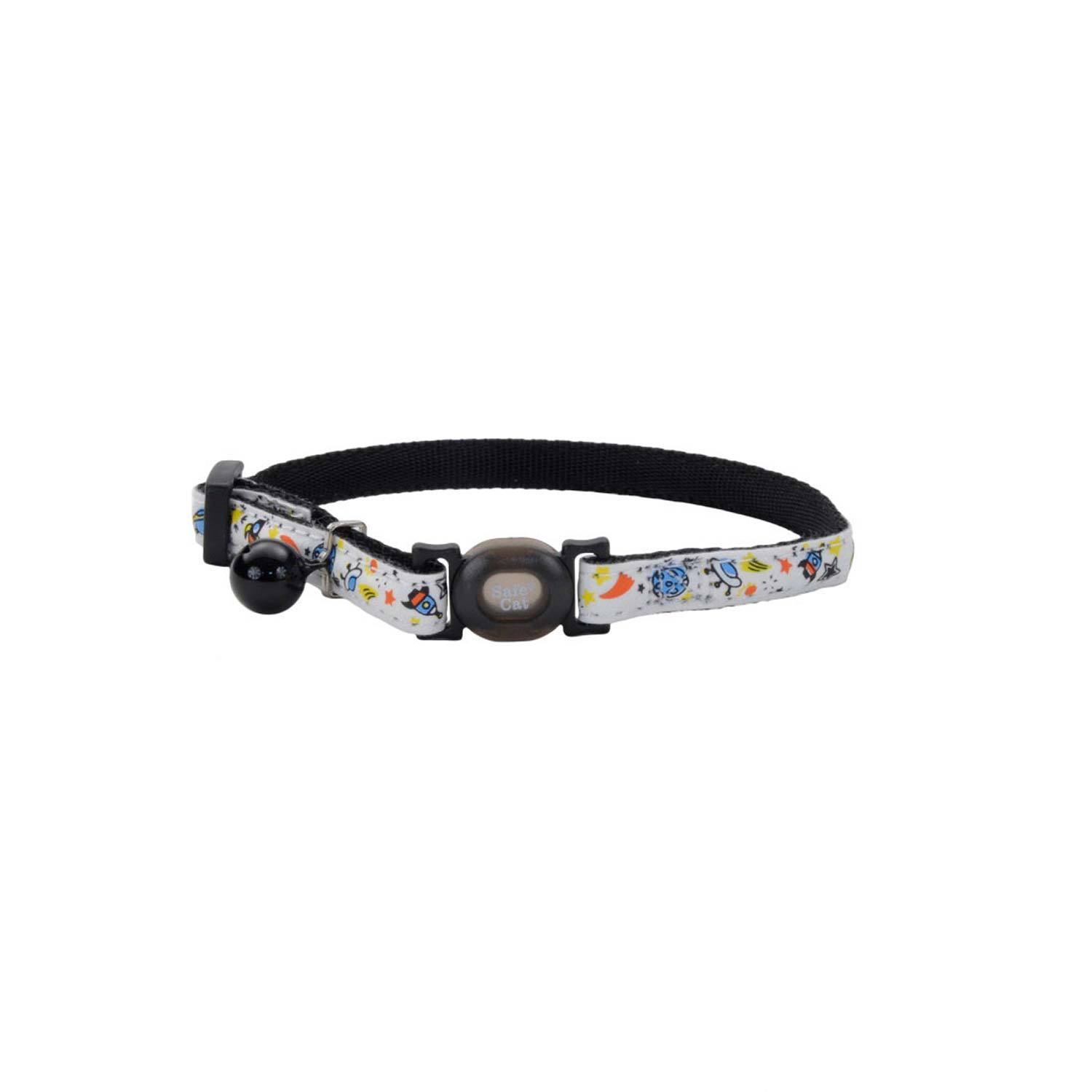 Coastal Pet Products Safe Cat Glow In The Dark Adjustable Breakaway Cat Collar, Glowing Black Galaxy, 3/8X8-12