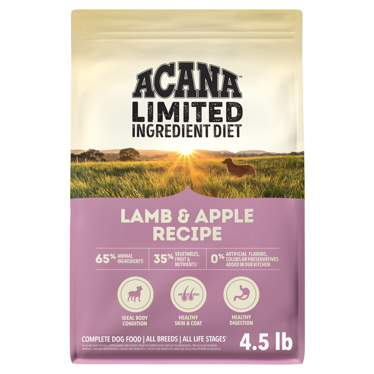 Acana Singles Limited Ingredient Diet Lamb & Apple Recipe Grain Free Dry Dog Food, 4.5-Lb Bag