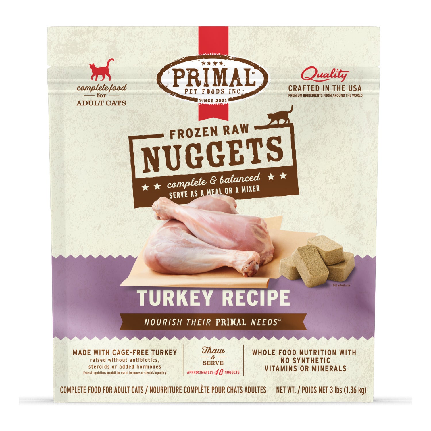 Primal Raw Nuggets Frozen Cat Food, Turkey Recipe