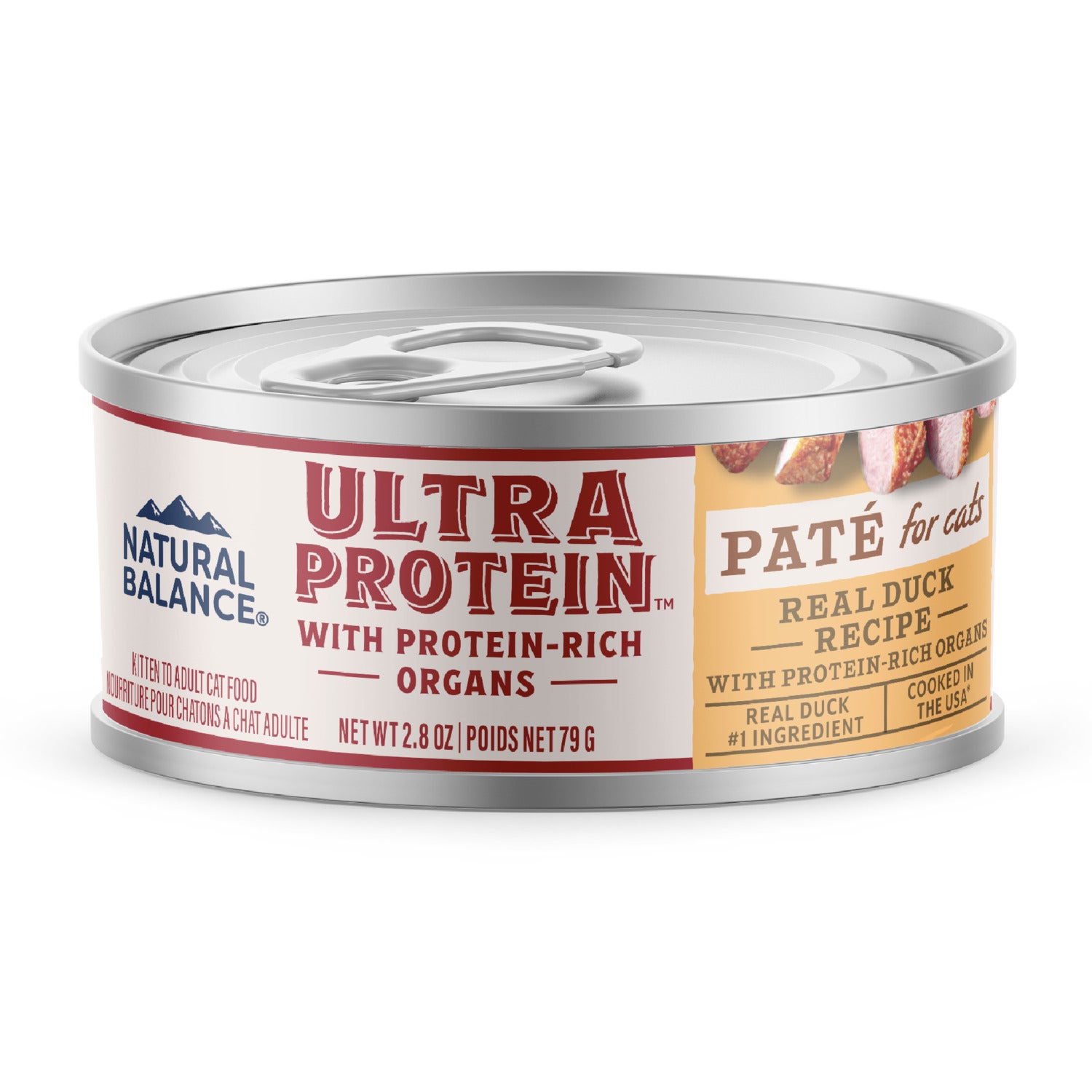 Natural Balance Ultra Protein Wet Cat Food, Real Duck Recipe With Protein-Rich Organs Pate, 2.8-Oz Pack Of 24