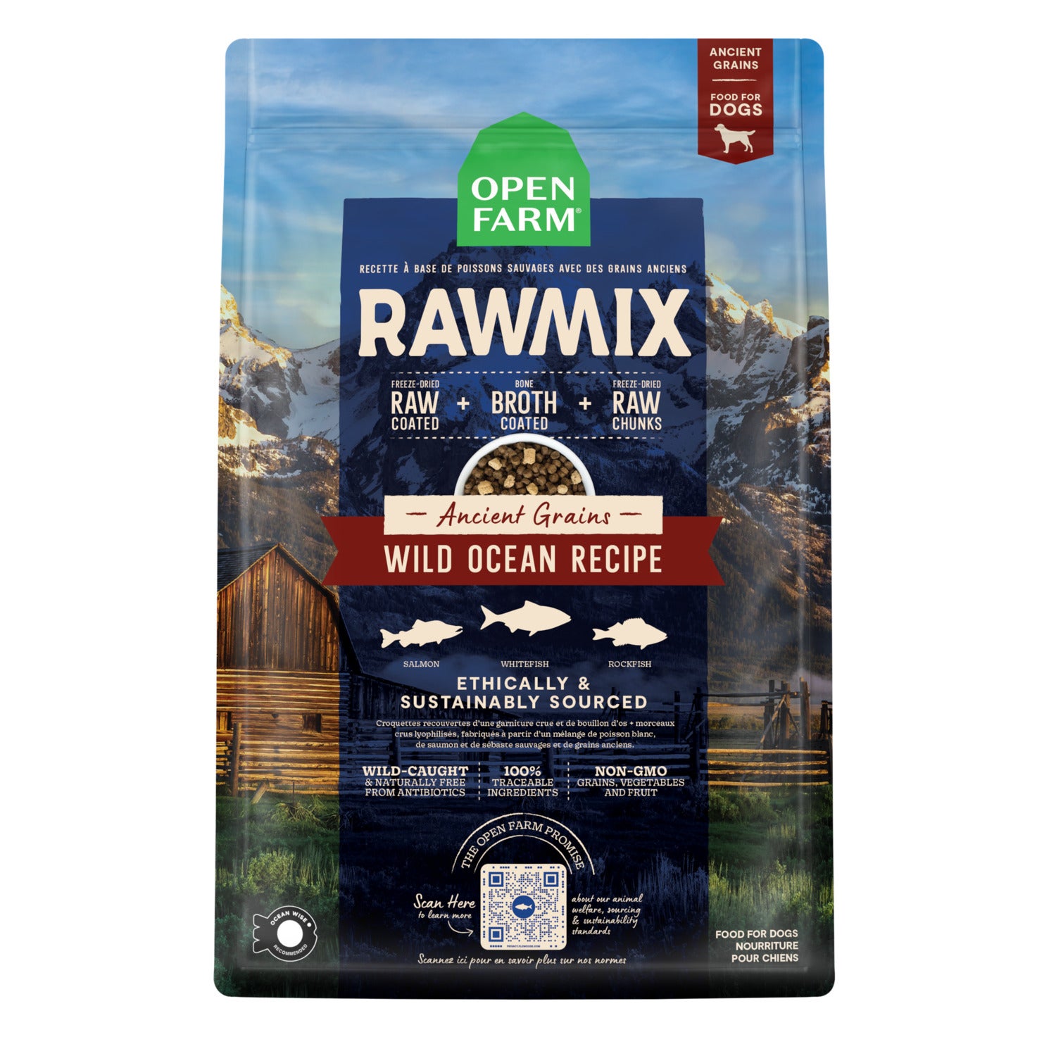 Open Farm Rawmix Wild Ocean Ancient Grains Dry Dog Food With Freeze-Dried Raw Morsels, 3.5Lb