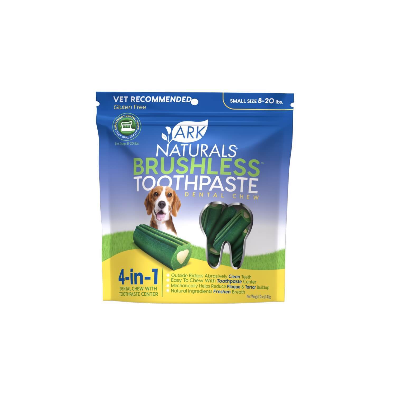 Ark Naturals Brushless Toothpaste Dental Chew Dog Treat, Small - 12-Oz