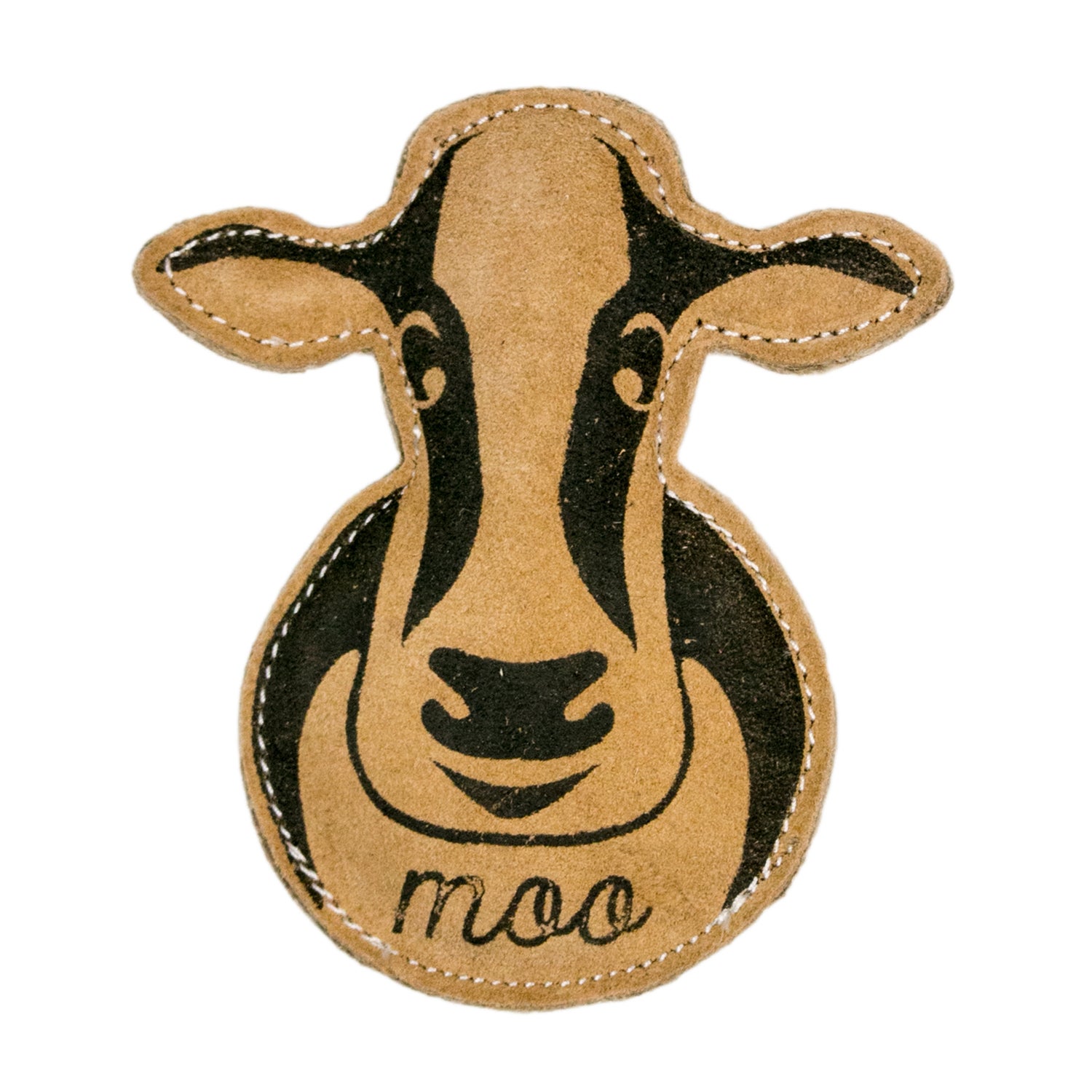 Territory Natural Leather Cow Squeaker Dog Toy, 8