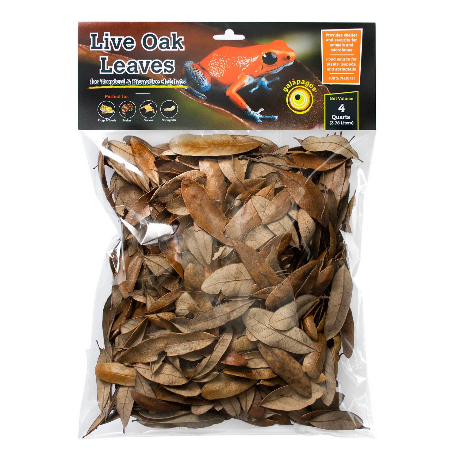 Galápagos Live Oak Leaves Habitat Substate, Natural, 4Qt Header Bag