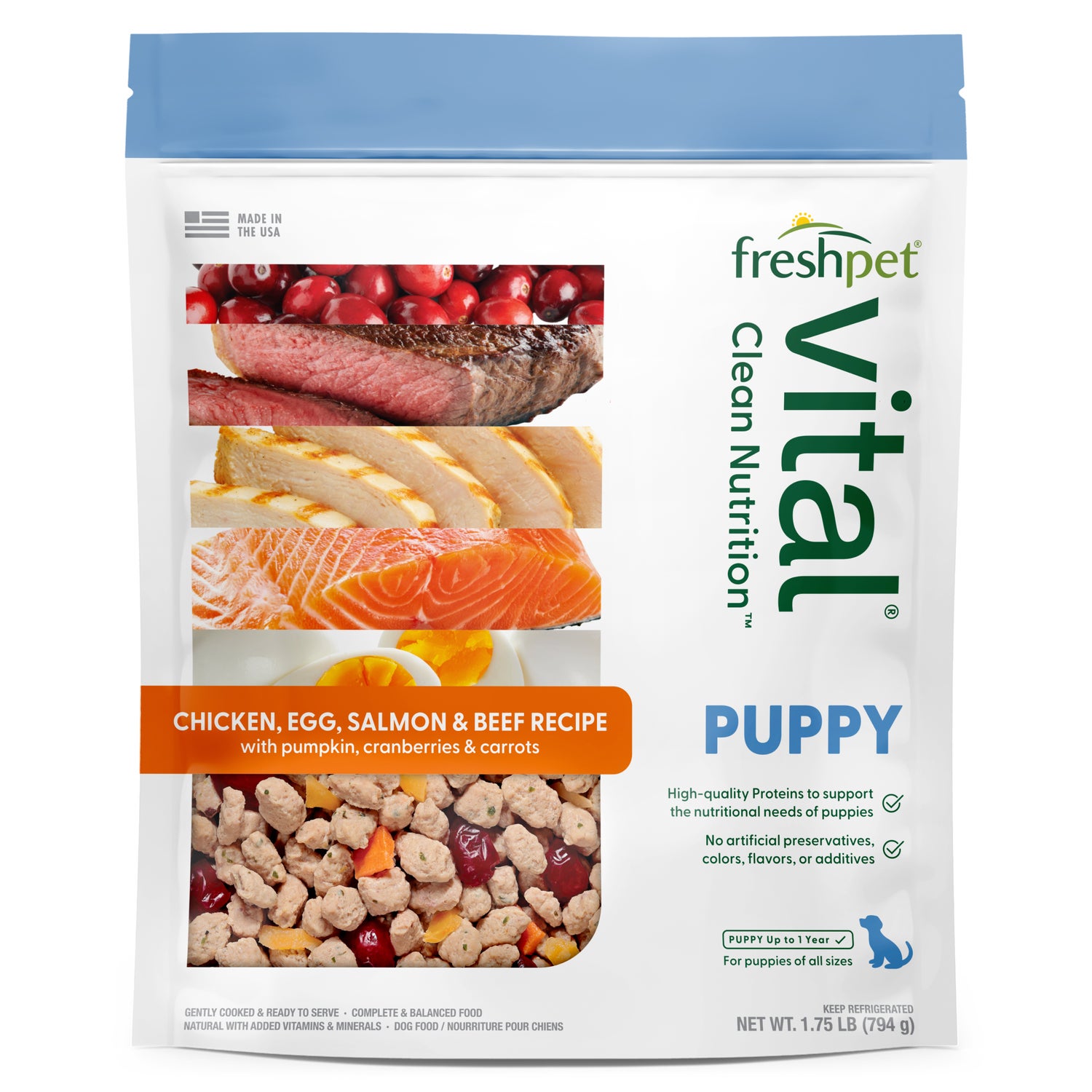Freshpet Vital Clean Nutrition Fresh Puppy Food - Chicken, Egg, Salmon & Beef Recipe, 1.75-Lb Bag
