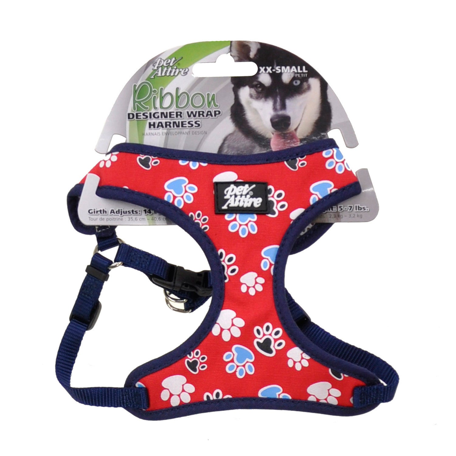 Coastal Pet Products Pet Attire Ribbon Designer Wrap Adjustable Dog Harness - Red & Blue