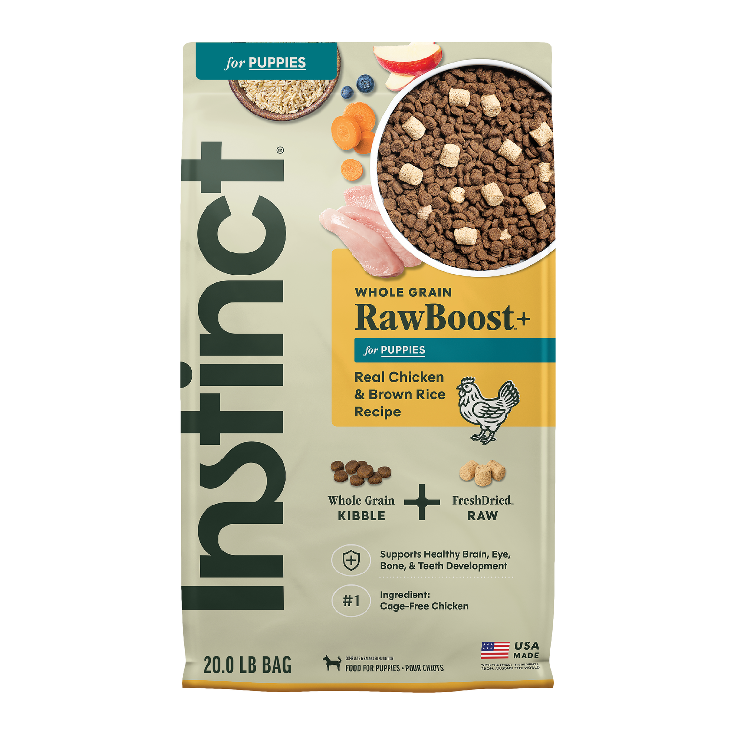 Instinct Raw Boost Puppy Dry Dog Food, Whole Grain Chicken & Brown Rice Recipe, 20-Lb Bag