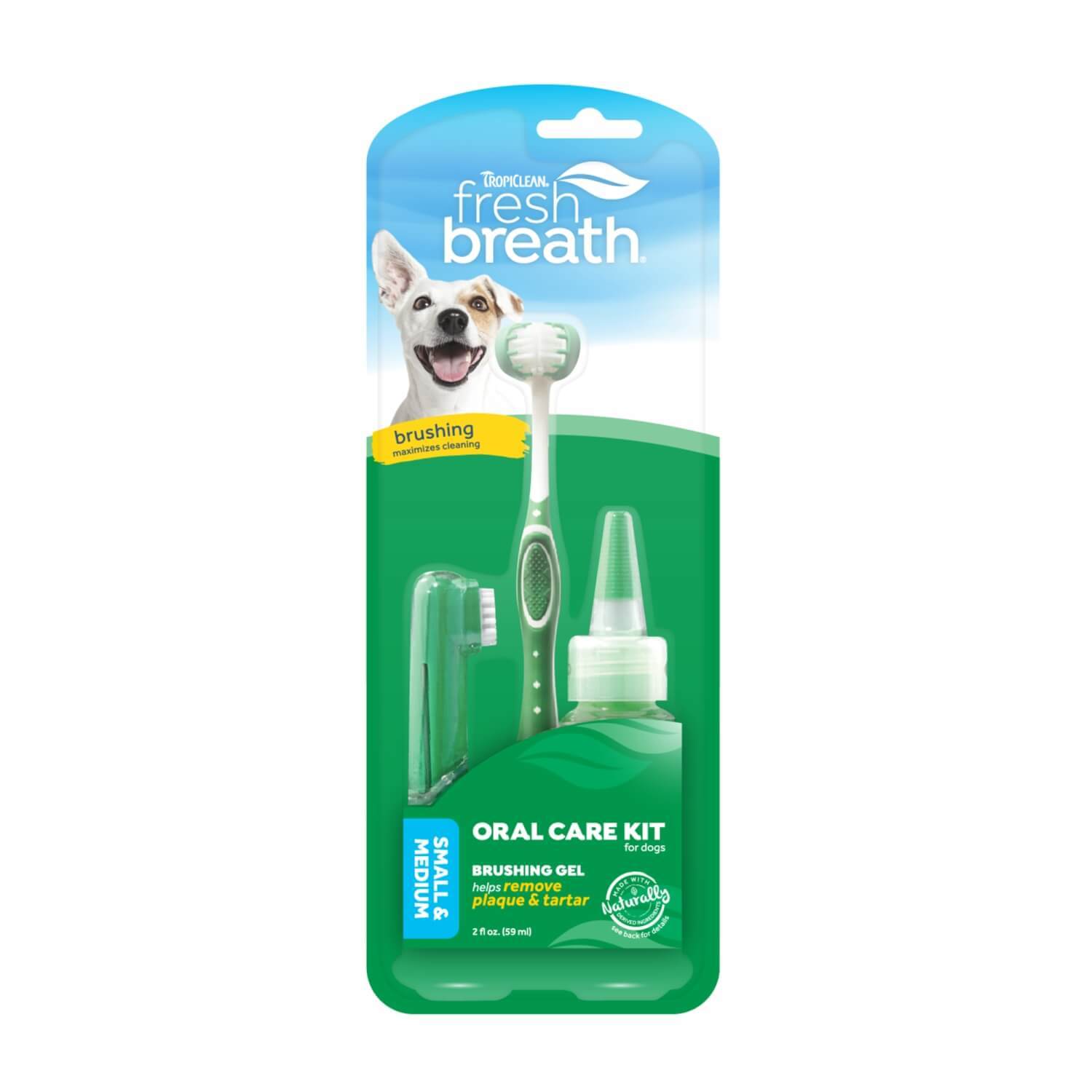 Tropiclean Fresh Breath Oral Care Kit With Tripleflex Toothbrush For Small/Medium Dogs