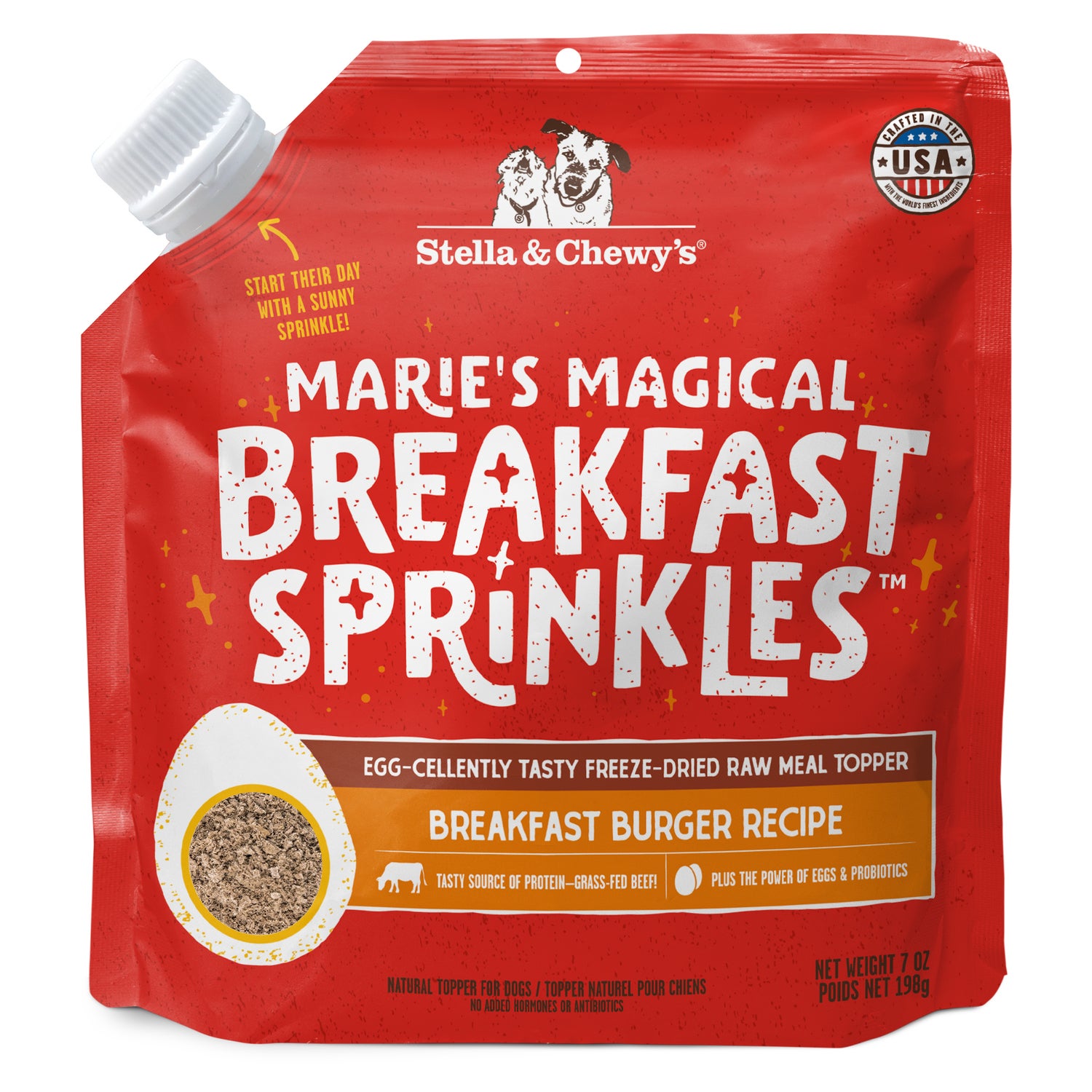 Stella & Chewy's Marie's Magical Breakfast Sprinklestm Freeze-Dried Dog Food Topper, Breakfast Burger Recipe, 7-Oz