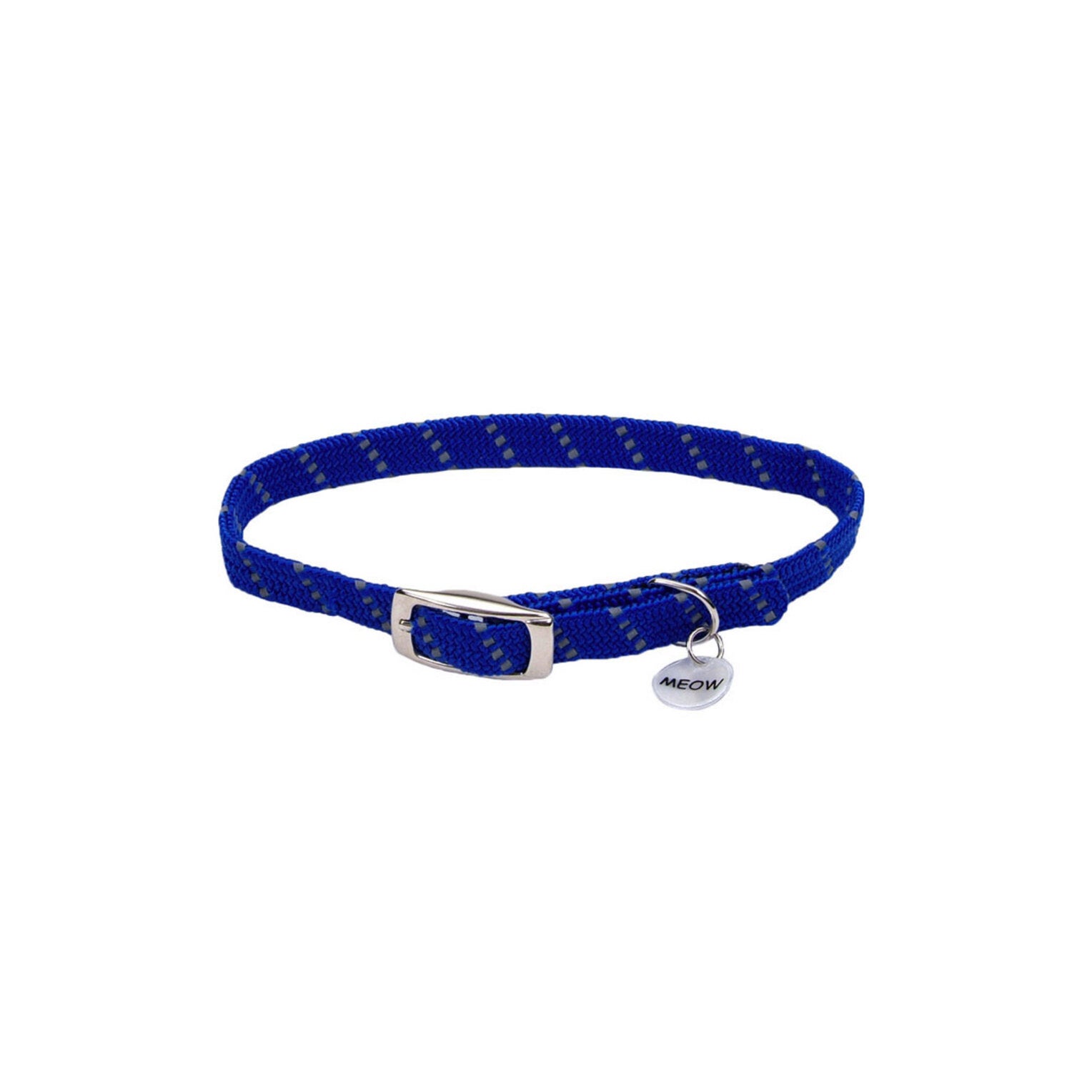 Elastacat® By Coastal Reflective Safety Stretch Cat Collar With Reflective Charm, Blue, 3/8 X 10
