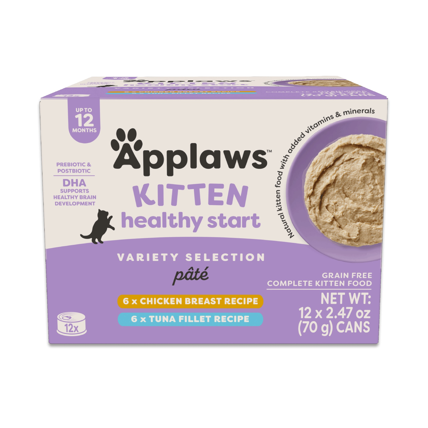 Applaws Kitten Healthy Start Paté Variety Pack Paté Wet Cat Food, 2.47-Oz 12 Pack