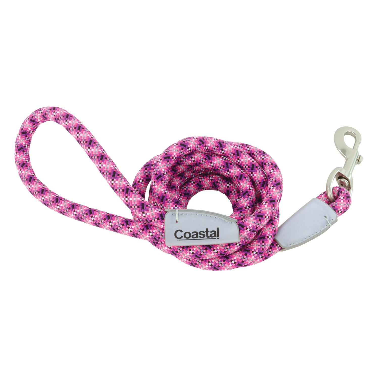 Coastal Pro® Active Woven Reflective Rope Dog Leash, Pixel Pink, 1 By 6-Feet