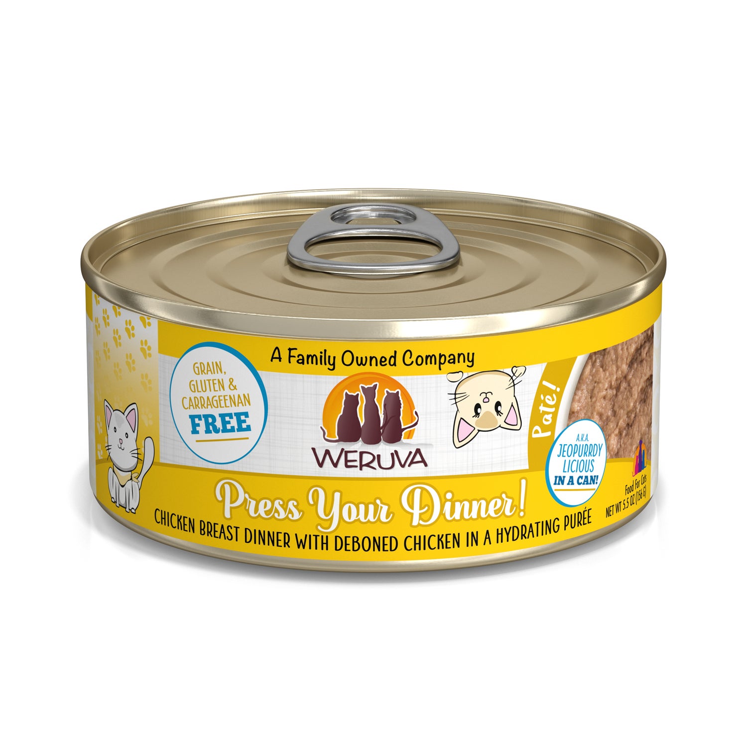 Weruva Cat Paté Press Your Dinner! Wet Cat Food, 5.5-Oz Can Pack Of 8