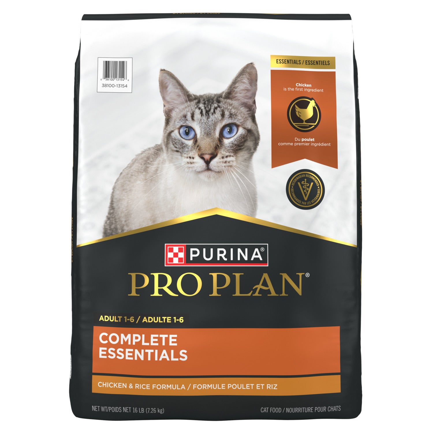 Purina Pro Plan Complete Essentials High Protein Dry Cat Food With Probiotics, Chicken And Rice Formula, 16-Lb