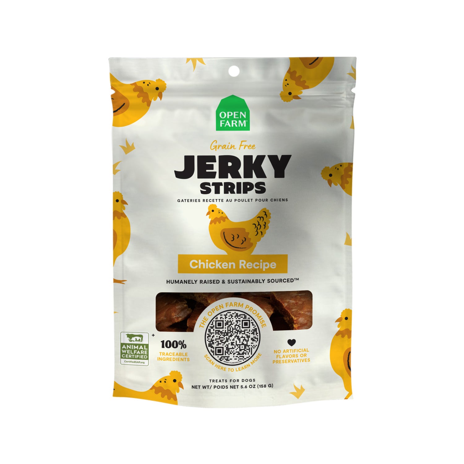 Open Farm Jerky Strips Grain Free Dog Treats, Chicken Recipe, 5.6Oz