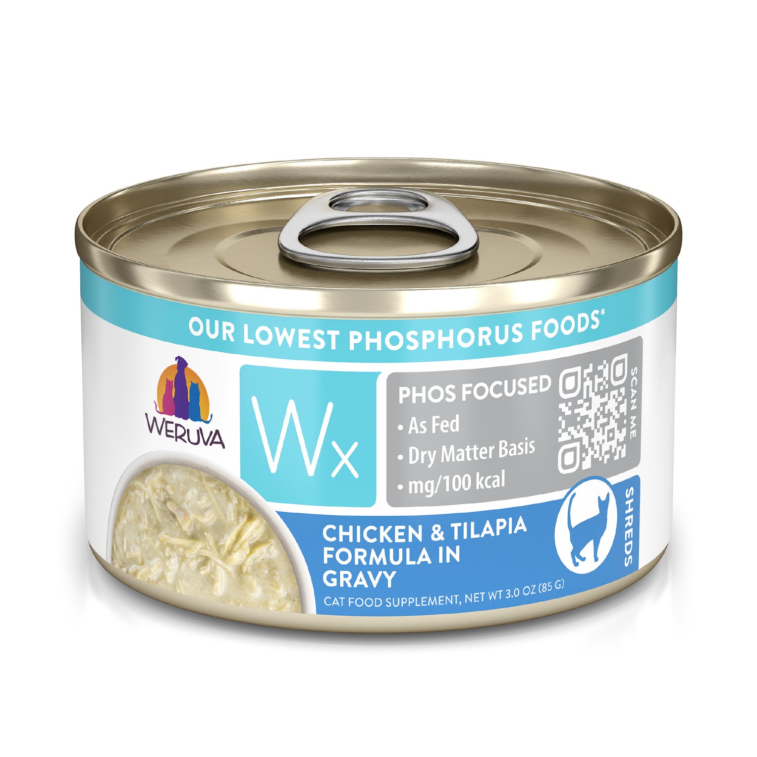 Weruva Wx Phos Focused Chicken & Tilapia Formula In Gravy Wet Cat Food, 3-Oz Can